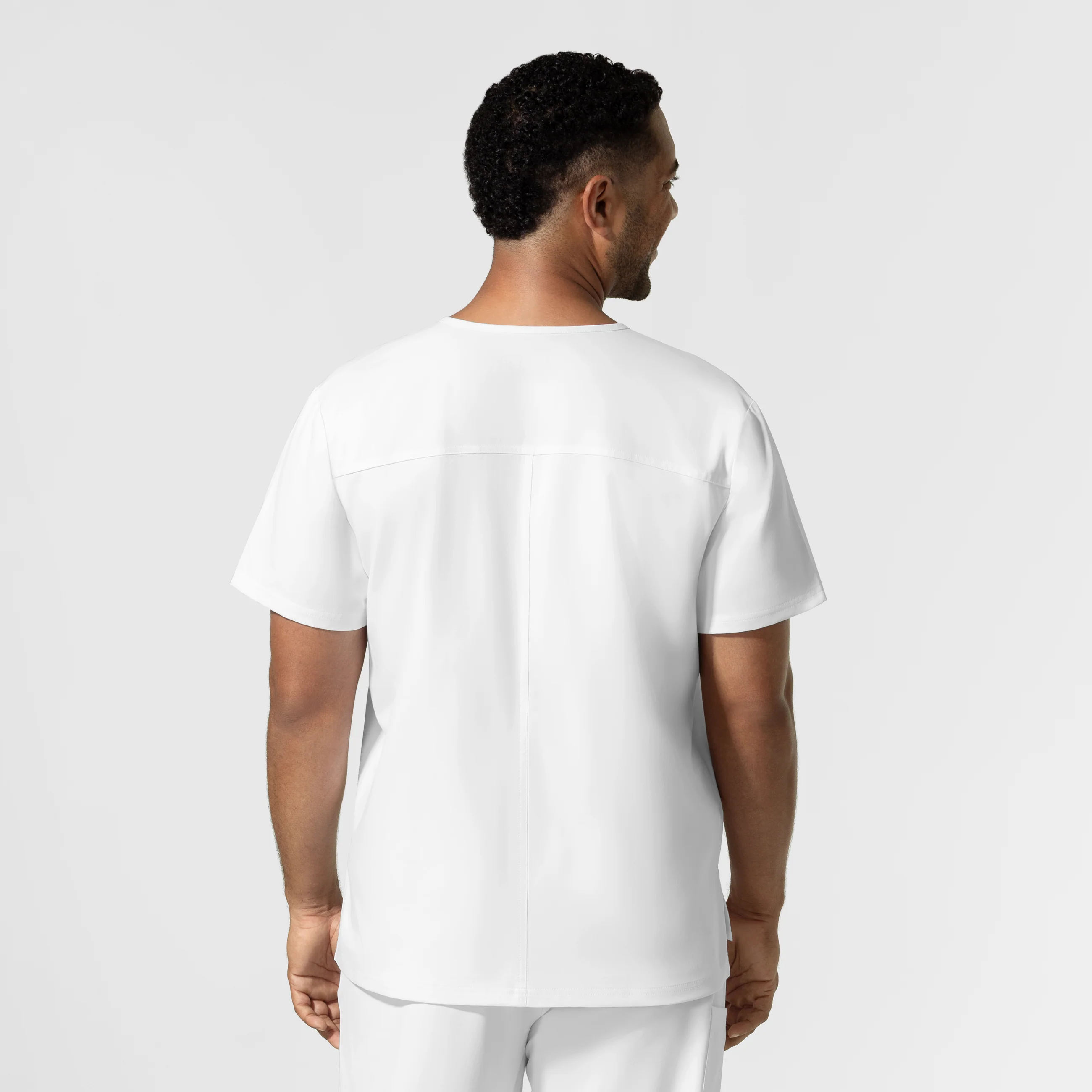 NURTUR Unisex V-Neck Scrub Top - White - Image 3
