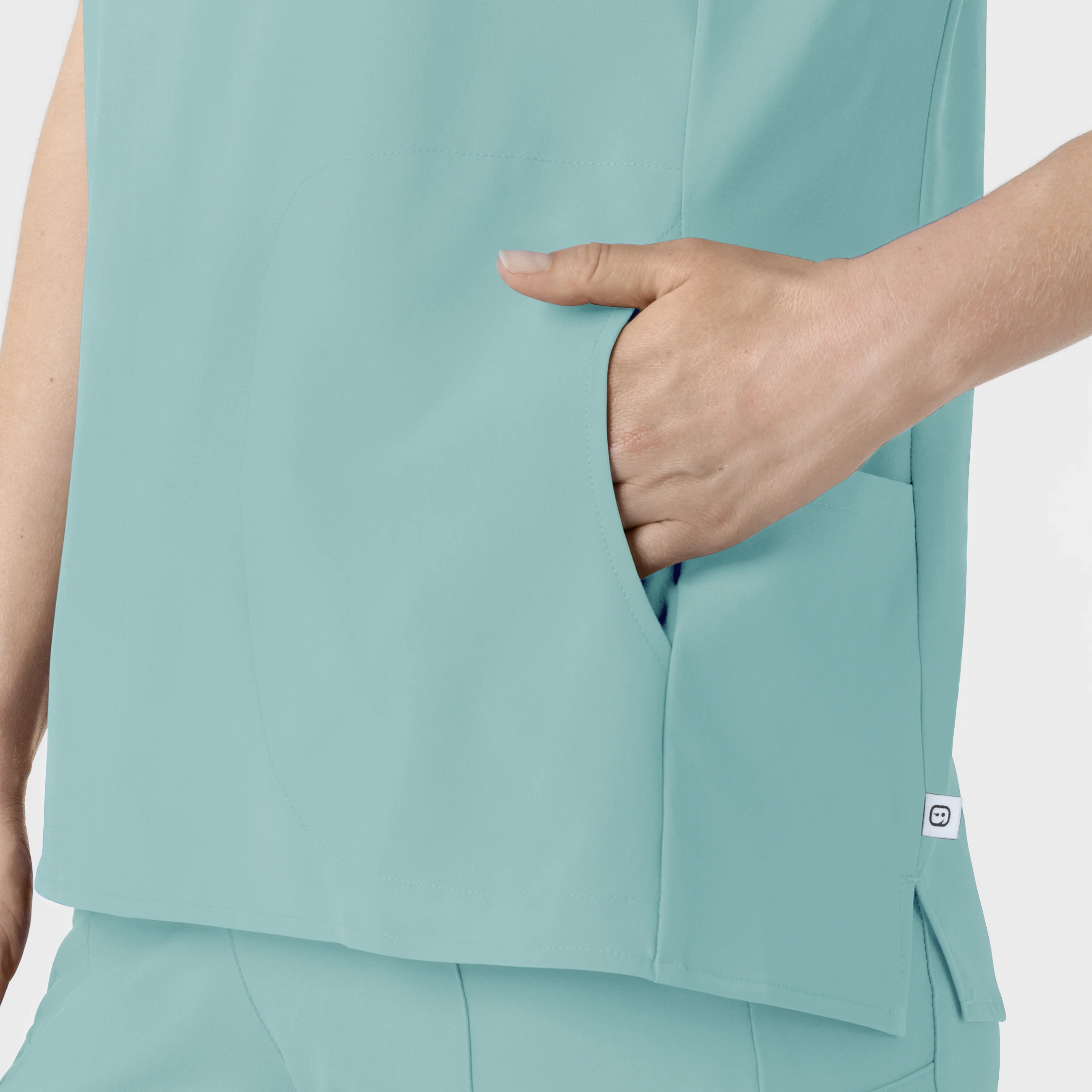RENEW Women's Mandarin Collar Scrub Top - Coastal Blue - Image 10