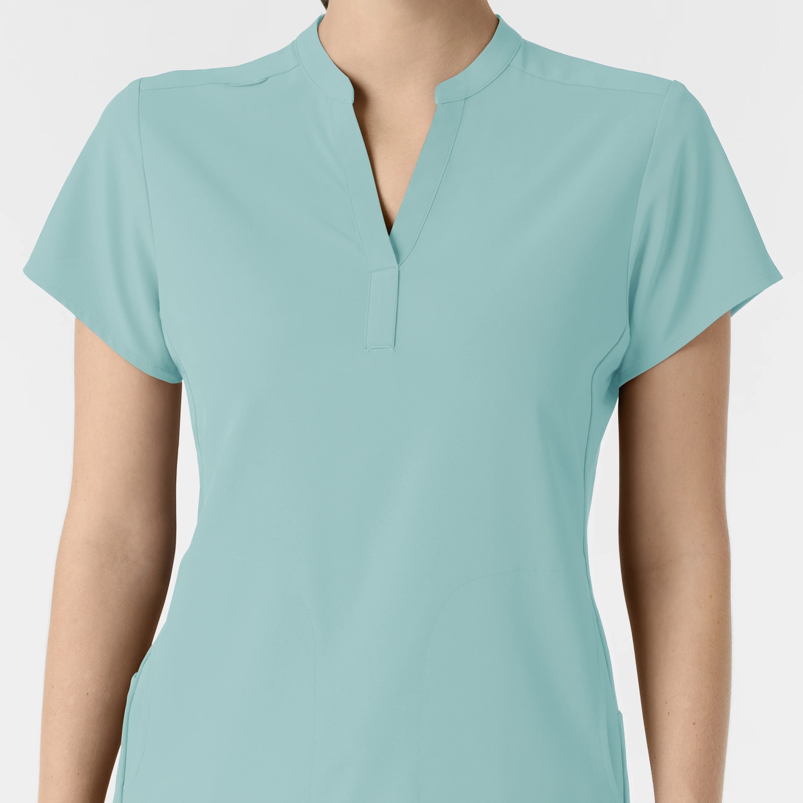 RENEW Women's Mandarin Collar Scrub Top - Coastal Blue - Image 5