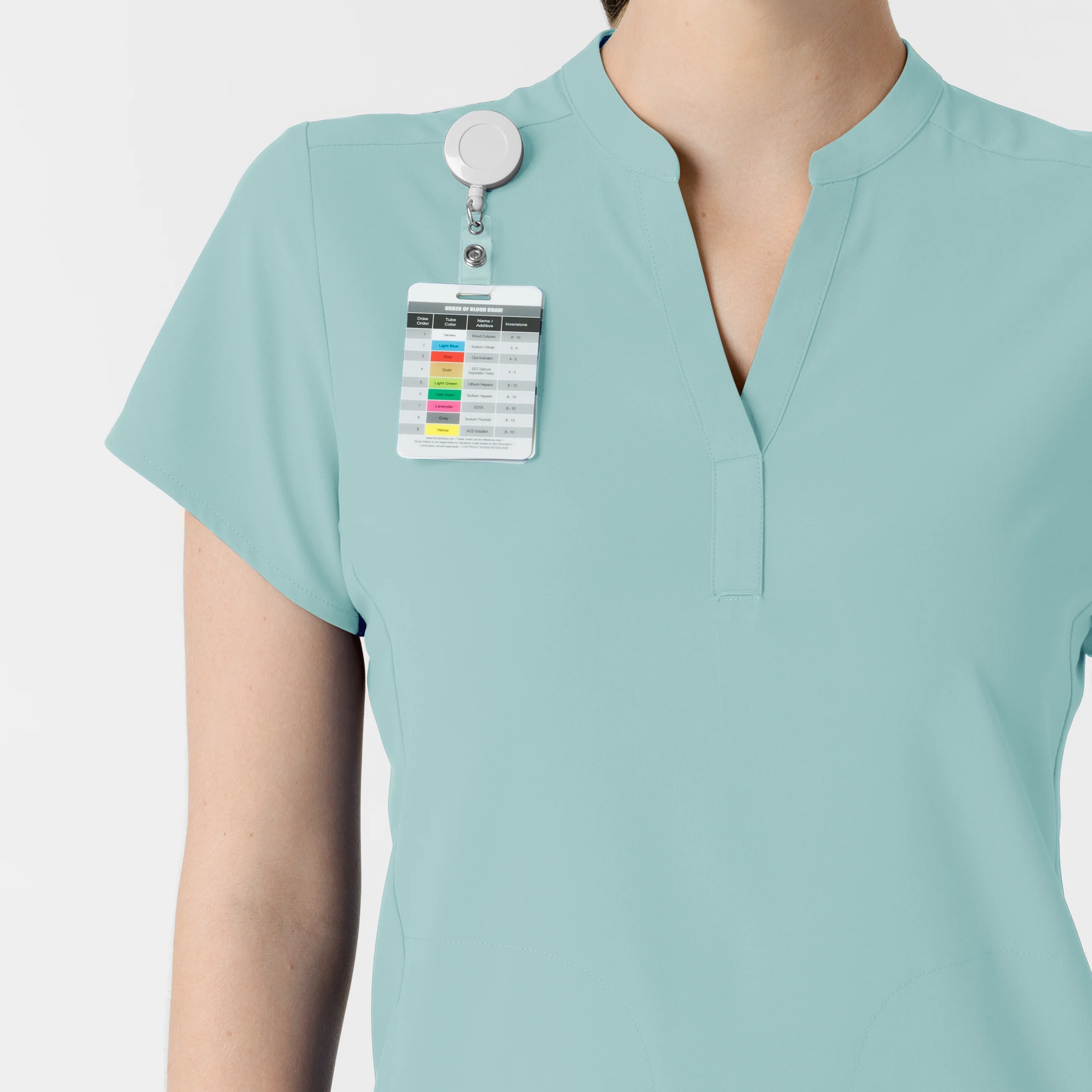 RENEW Women's Mandarin Collar Scrub Top - Coastal Blue - Image 7