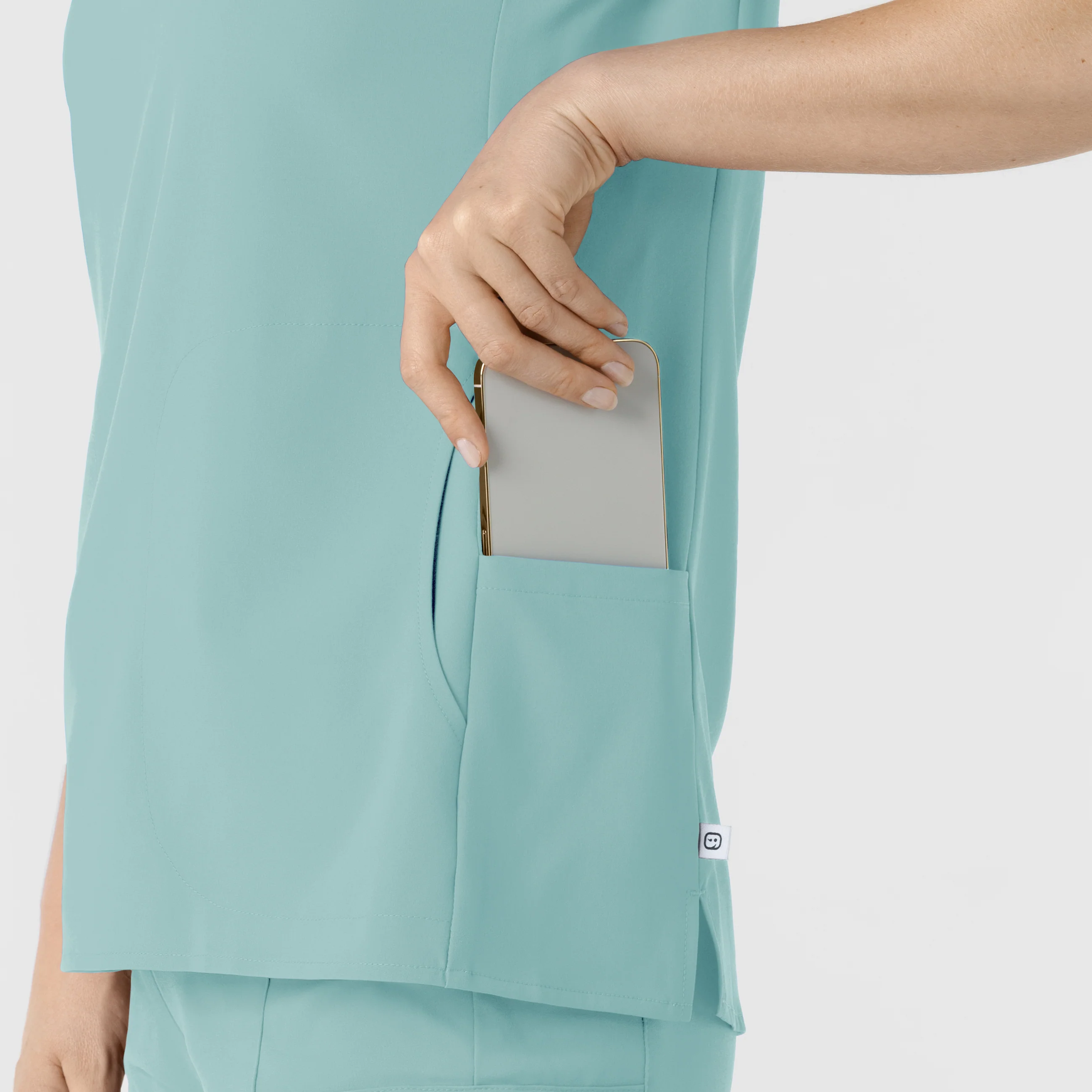 RENEW Women's Mandarin Collar Scrub Top - Coastal Blue - Image 9