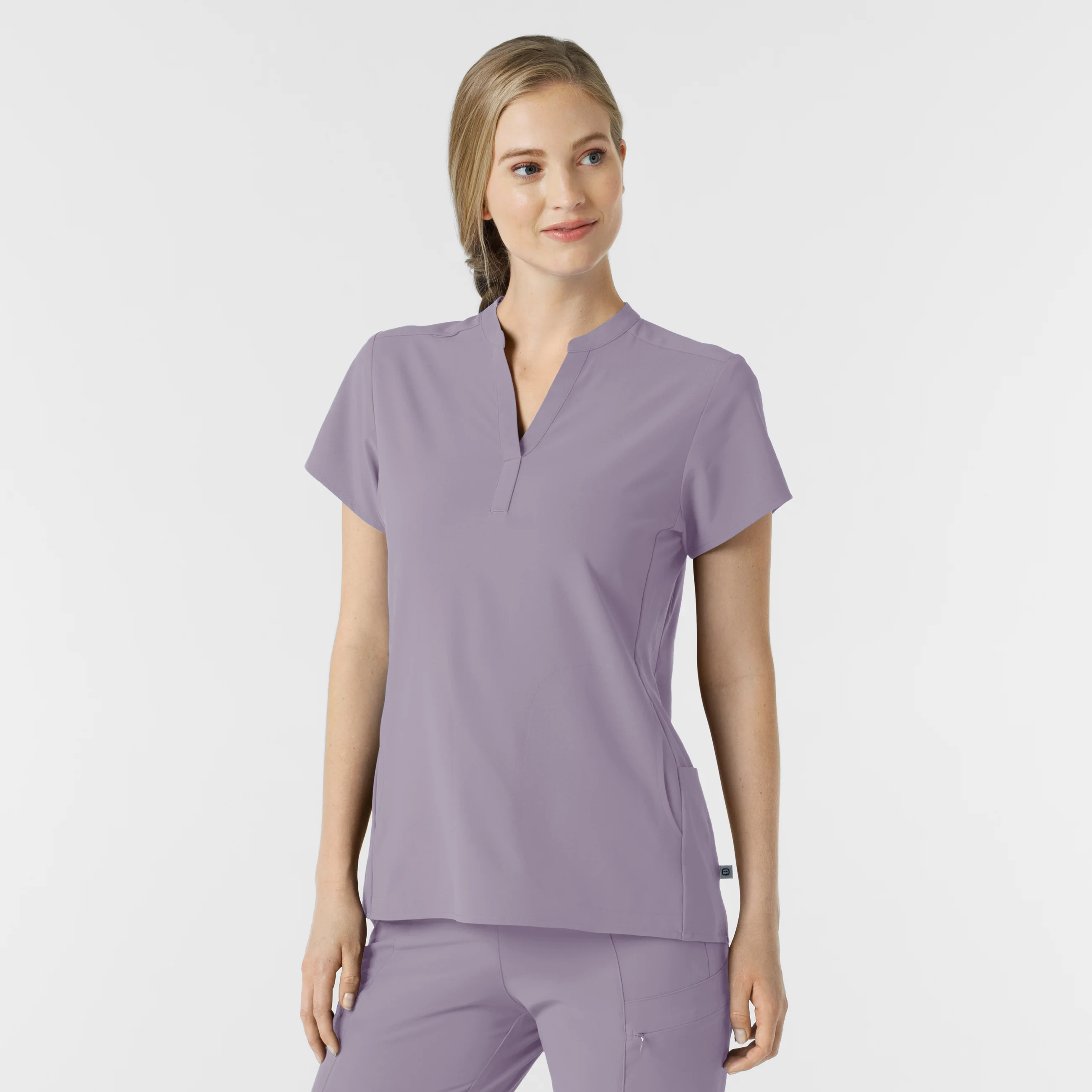 RENEW Women's Mandarin Collar Scrub Top - Wisteria - Image 4