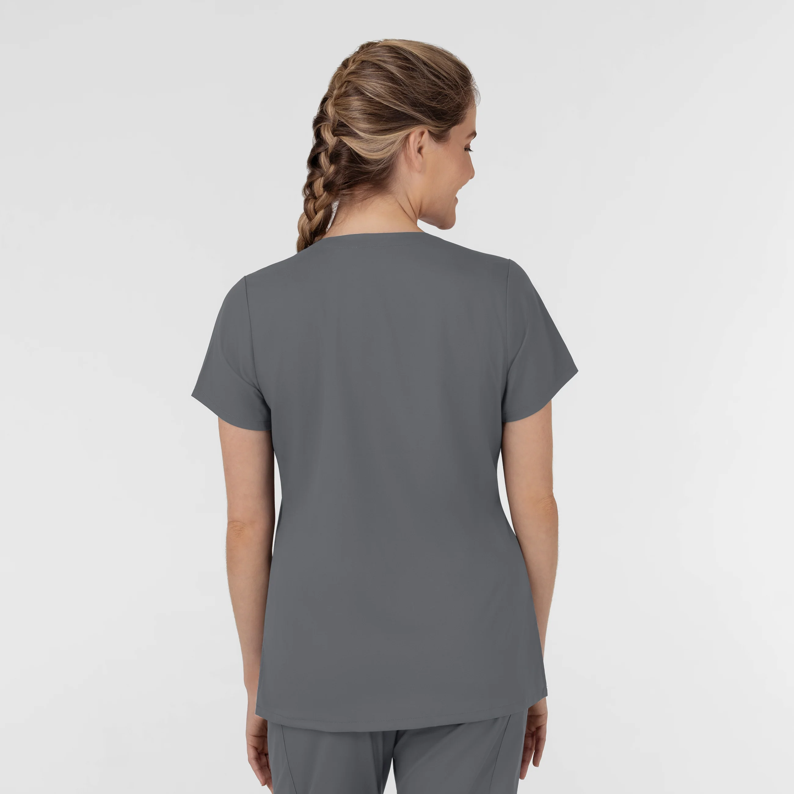 Boundless Women's Slip in Pockets V-Neck Scrub Top - Pewter - Image 2