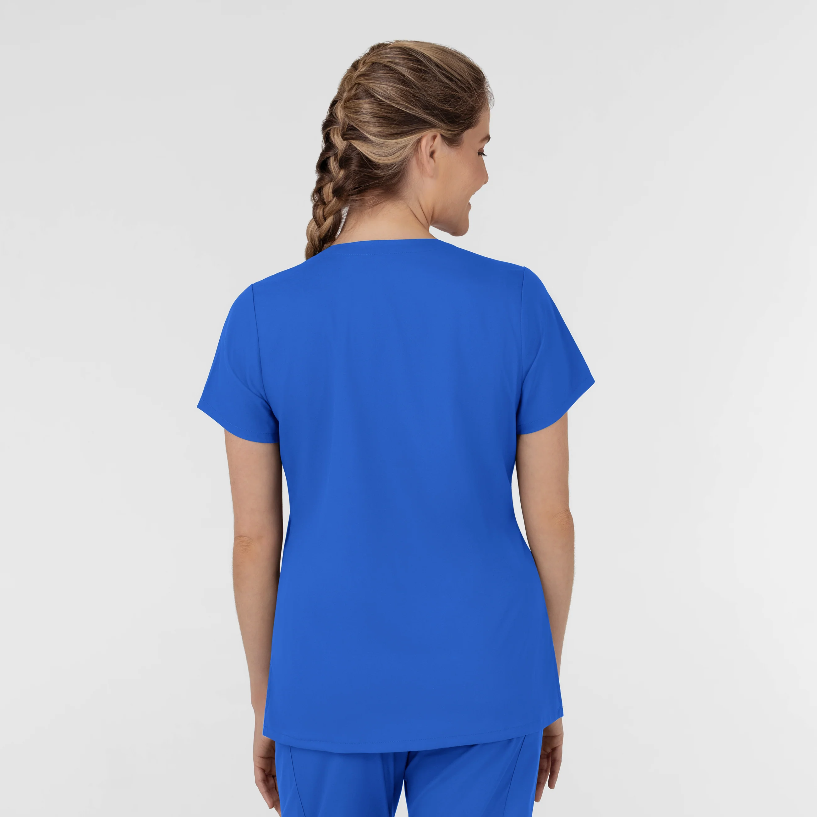 Boundless Women's Slip in Pockets V-Neck Scrub Top - Royal - Image 2