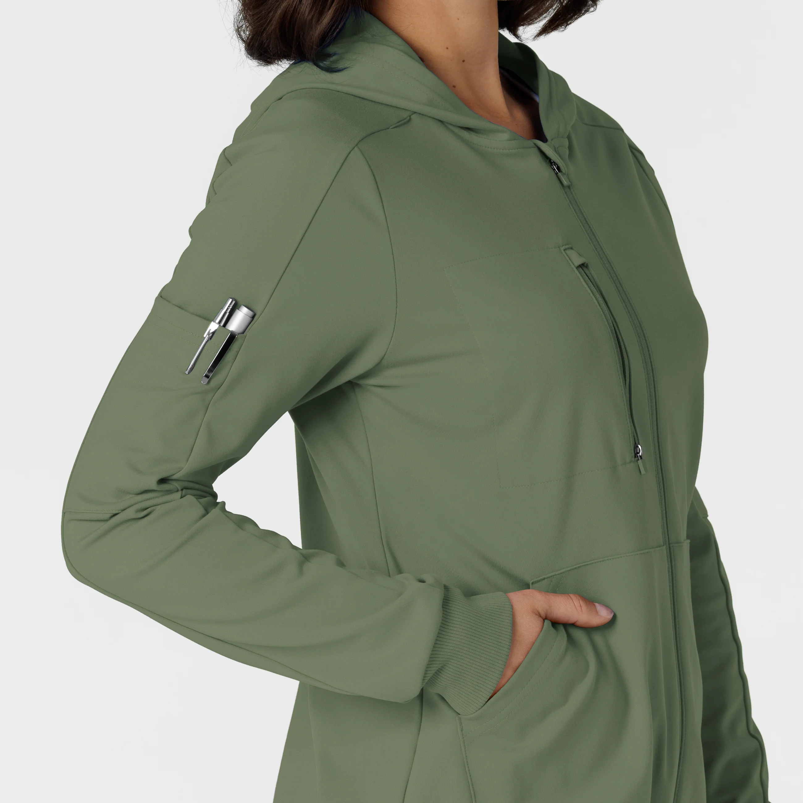RENEW Knit Women’s Zip Hoodie - Olive - Image 7