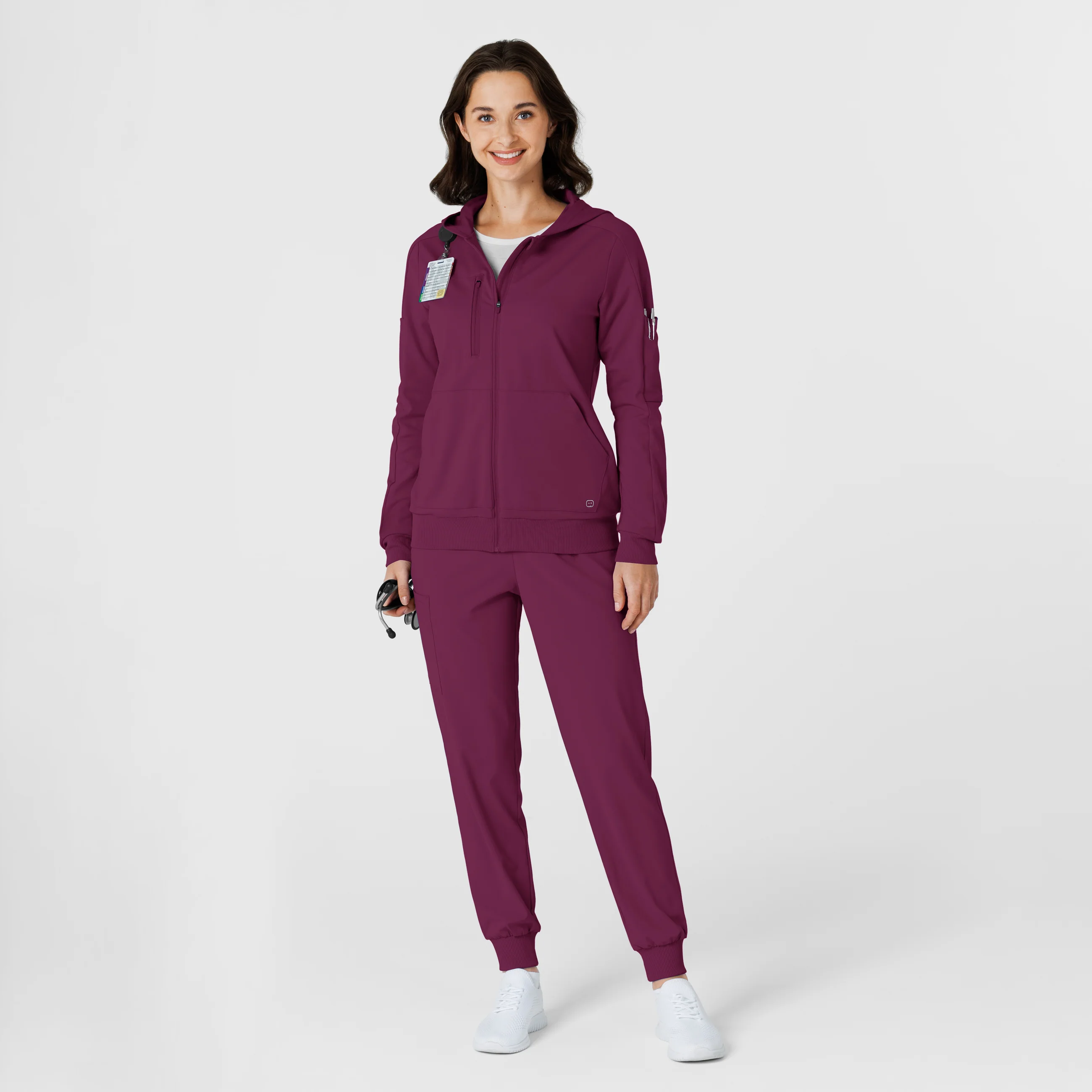 RENEW Knit Women’s Zip Hoodie - Wine - Image 3