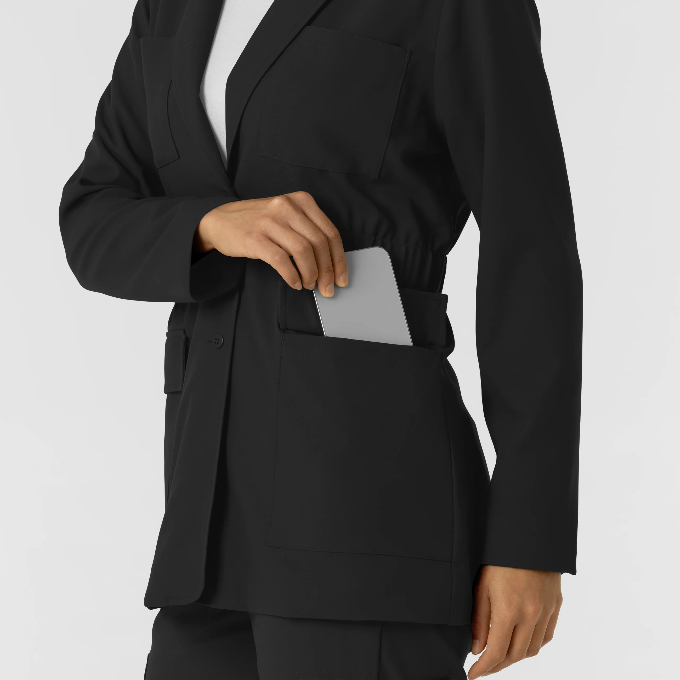 Wink Women's Blazer Short Lab Coat - Black - Image 9