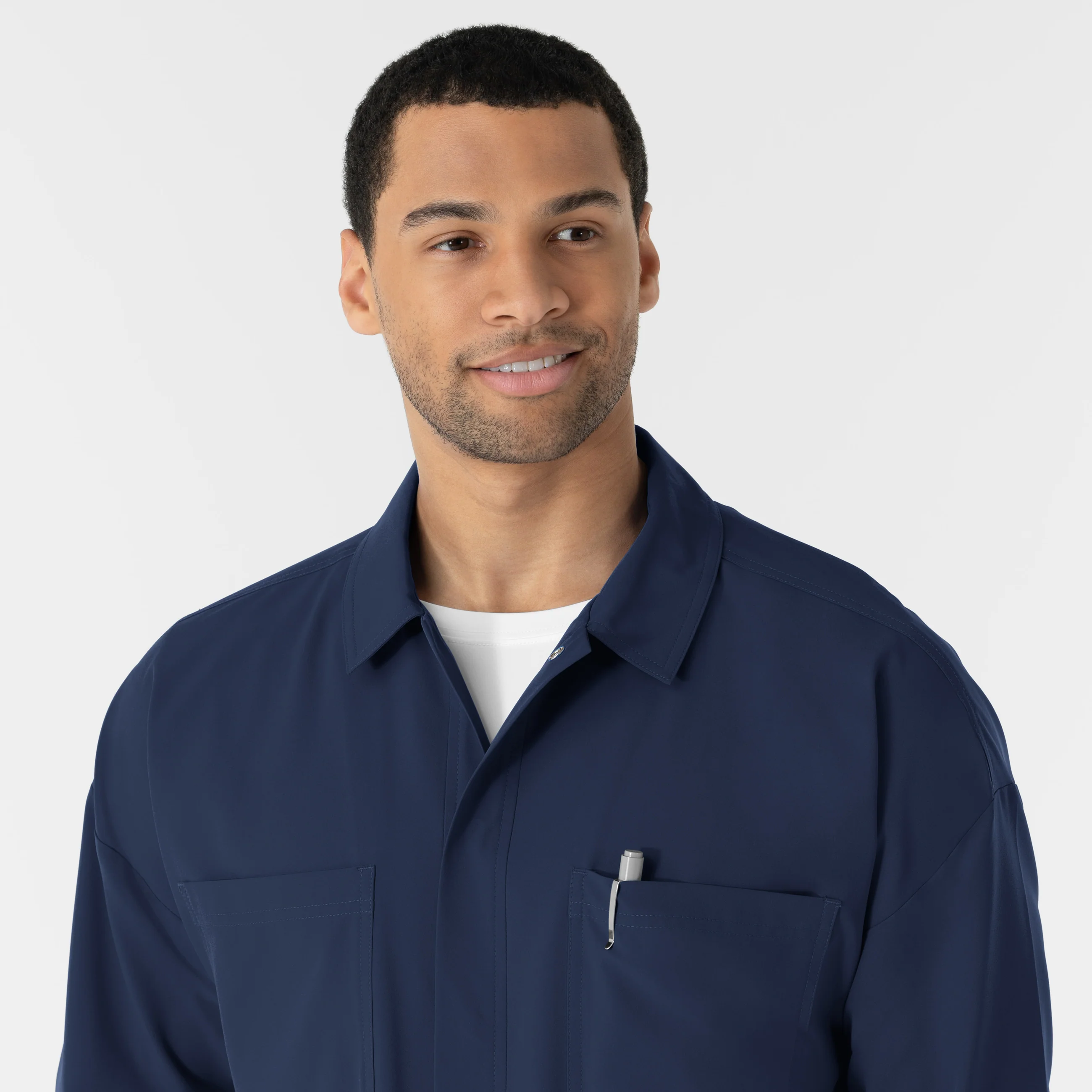 NURTUR Men’s Scrub Shirt Jacket - Navy - Image 5