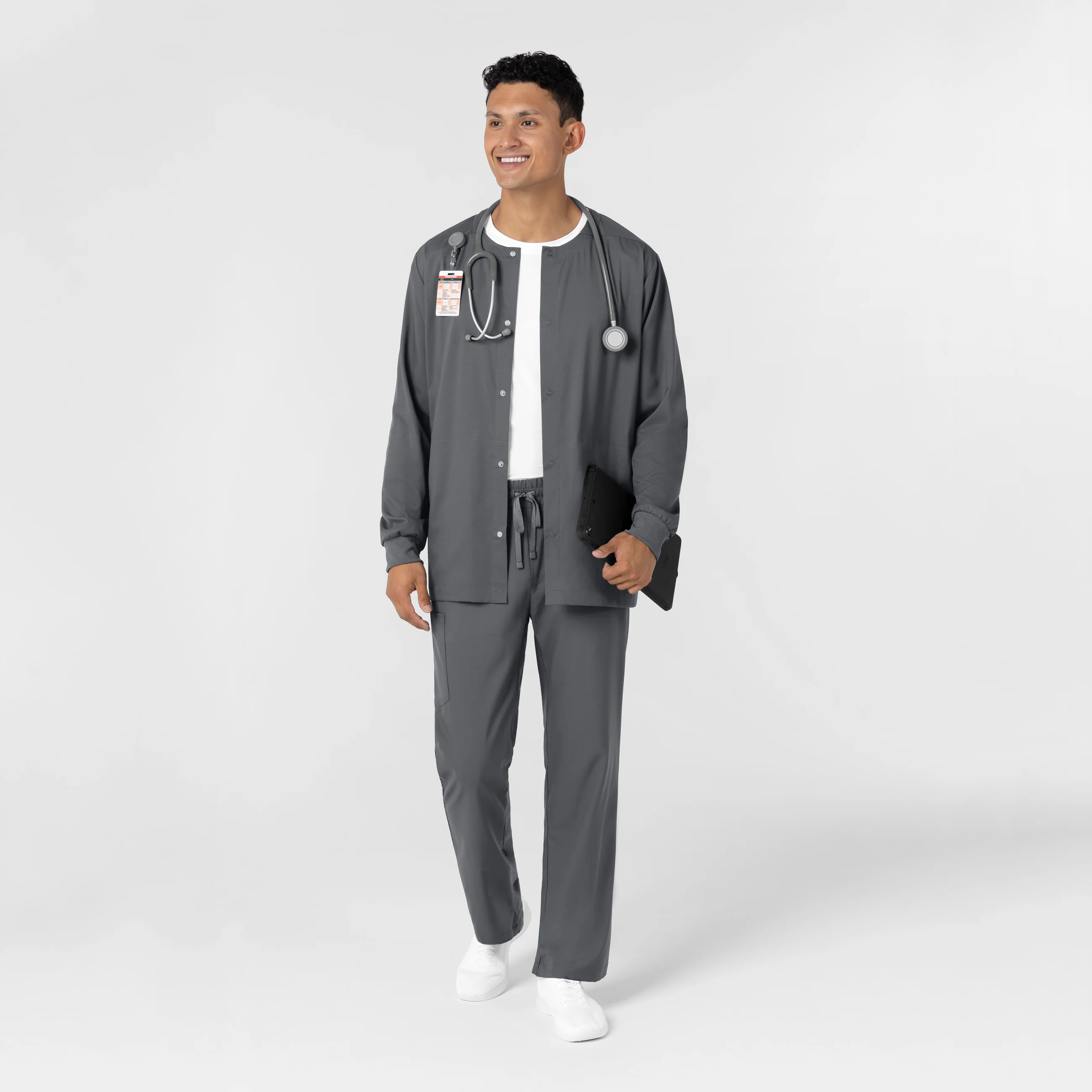 Boundless Men’s Warm-Up Scrub Jacket - Pewter - Image 3