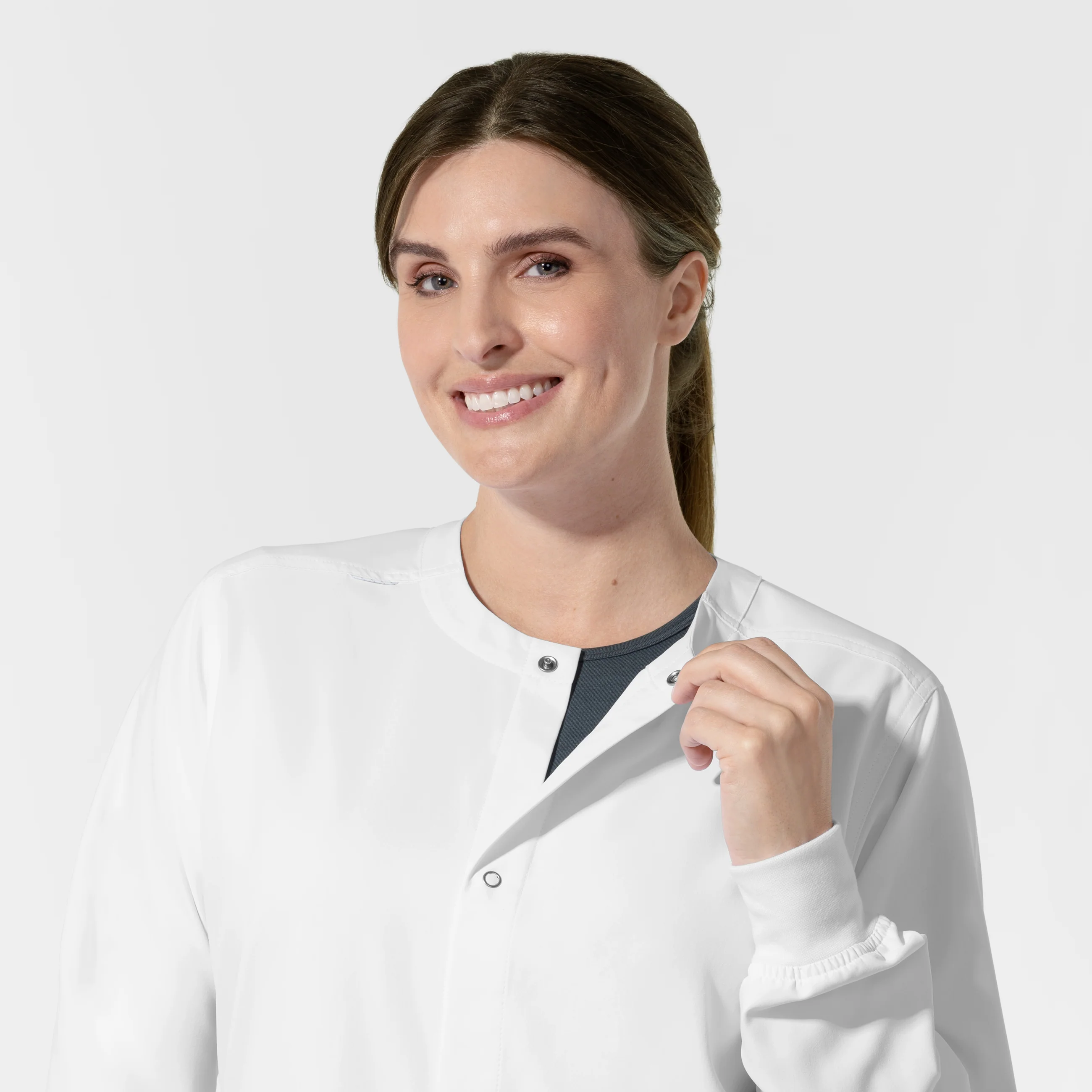 NURTUR Unisex Warm-Up Scrub Jacket - White - Image 7