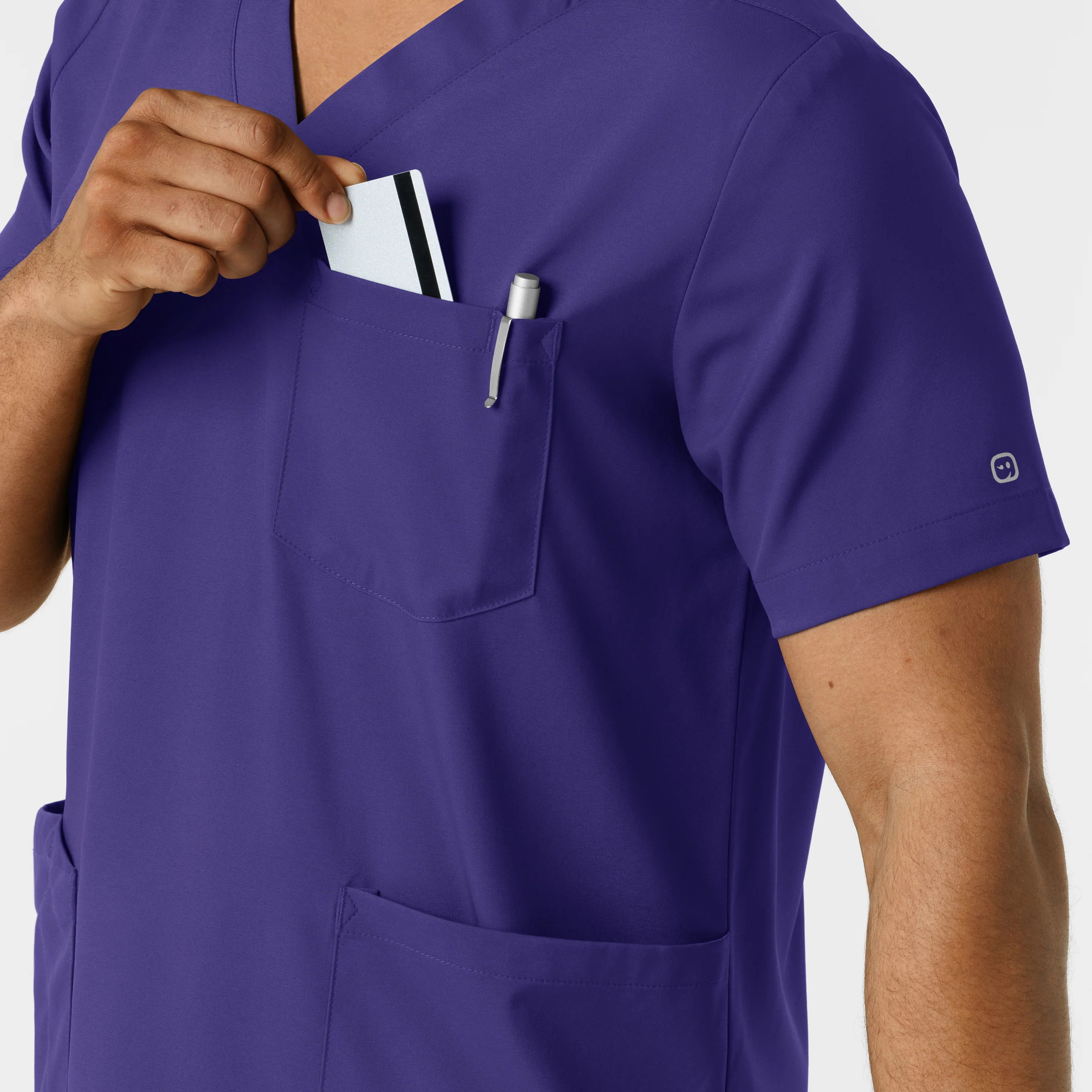 Boundless Men's Multi Pocket V-Neck Scrub Top - Grape - Image 7