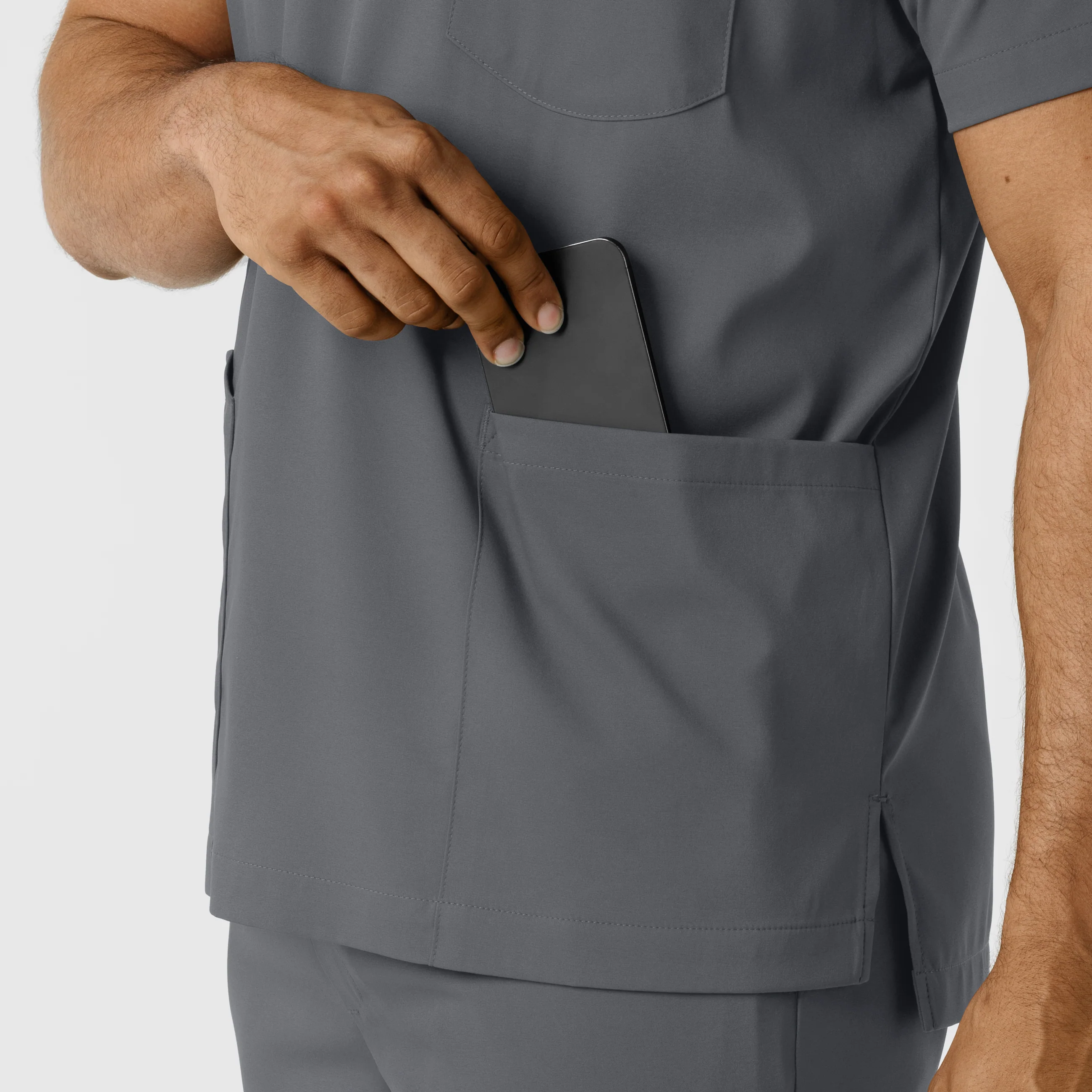Boundless Men's Multi Pocket V-Neck Scrub Top - Pewter - Image 8