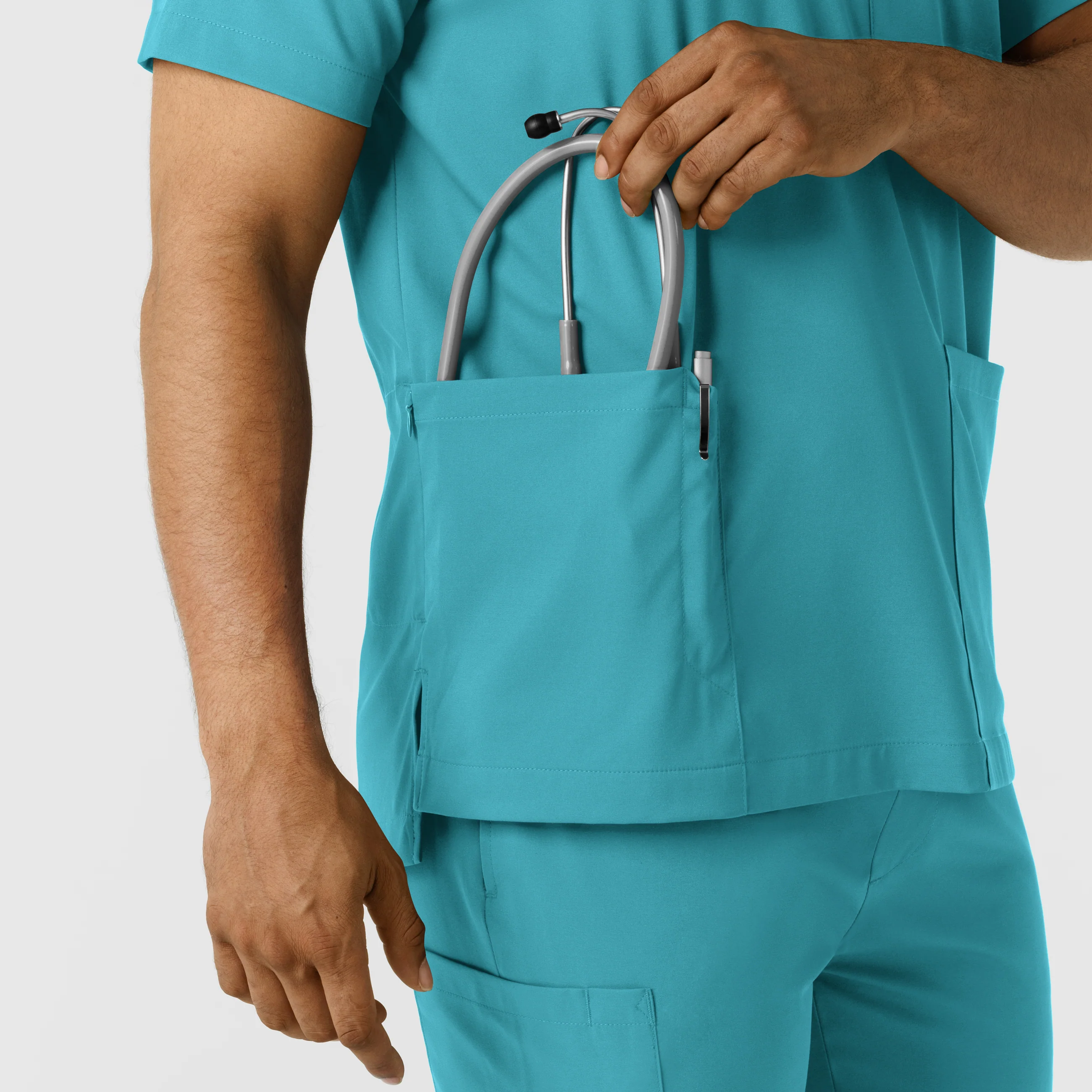 Boundless Men's Multi Pocket V-Neck Scrub Top - Teal - Image 9