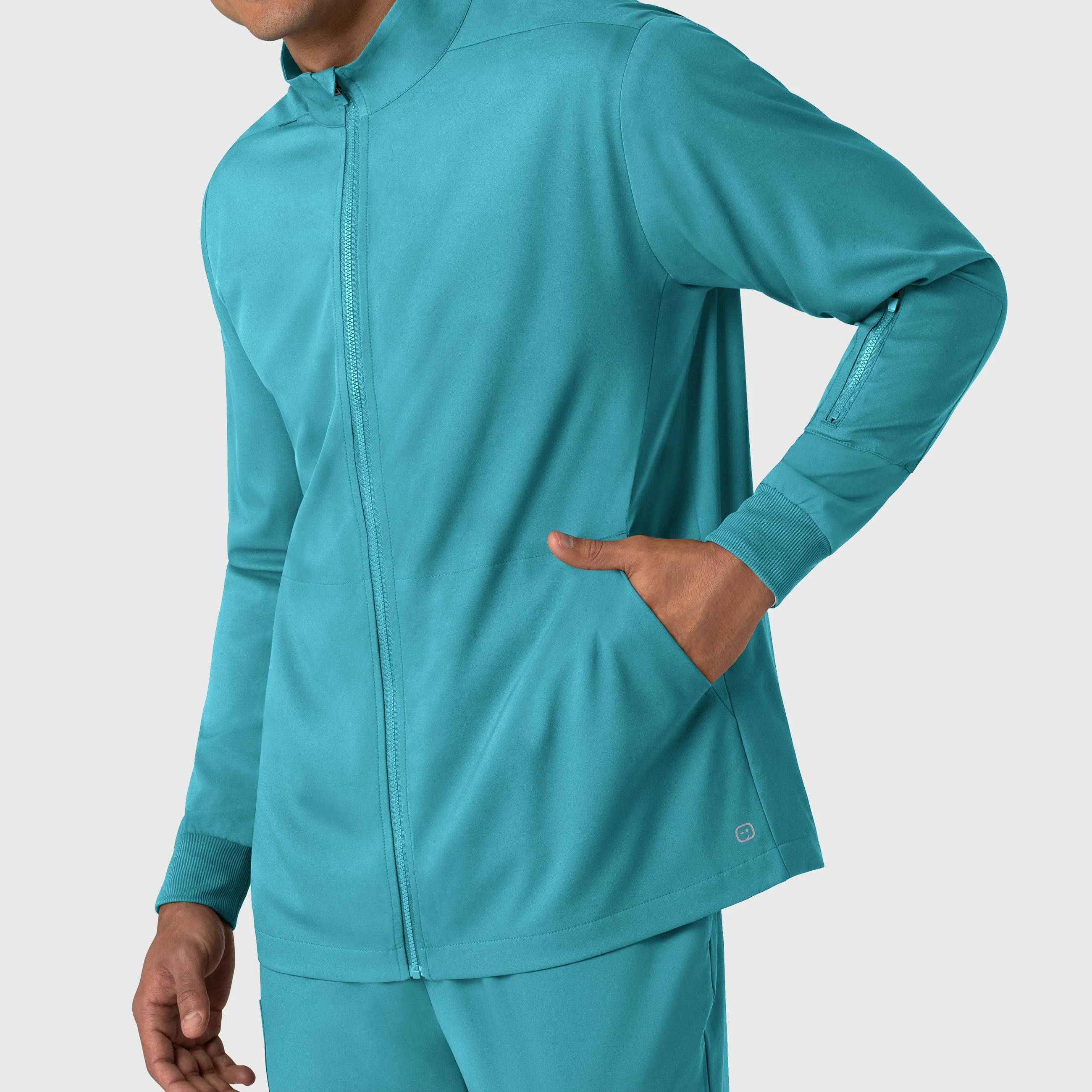 Boundless Men's Warm Up Scrub Jacket - Teal - Image 5