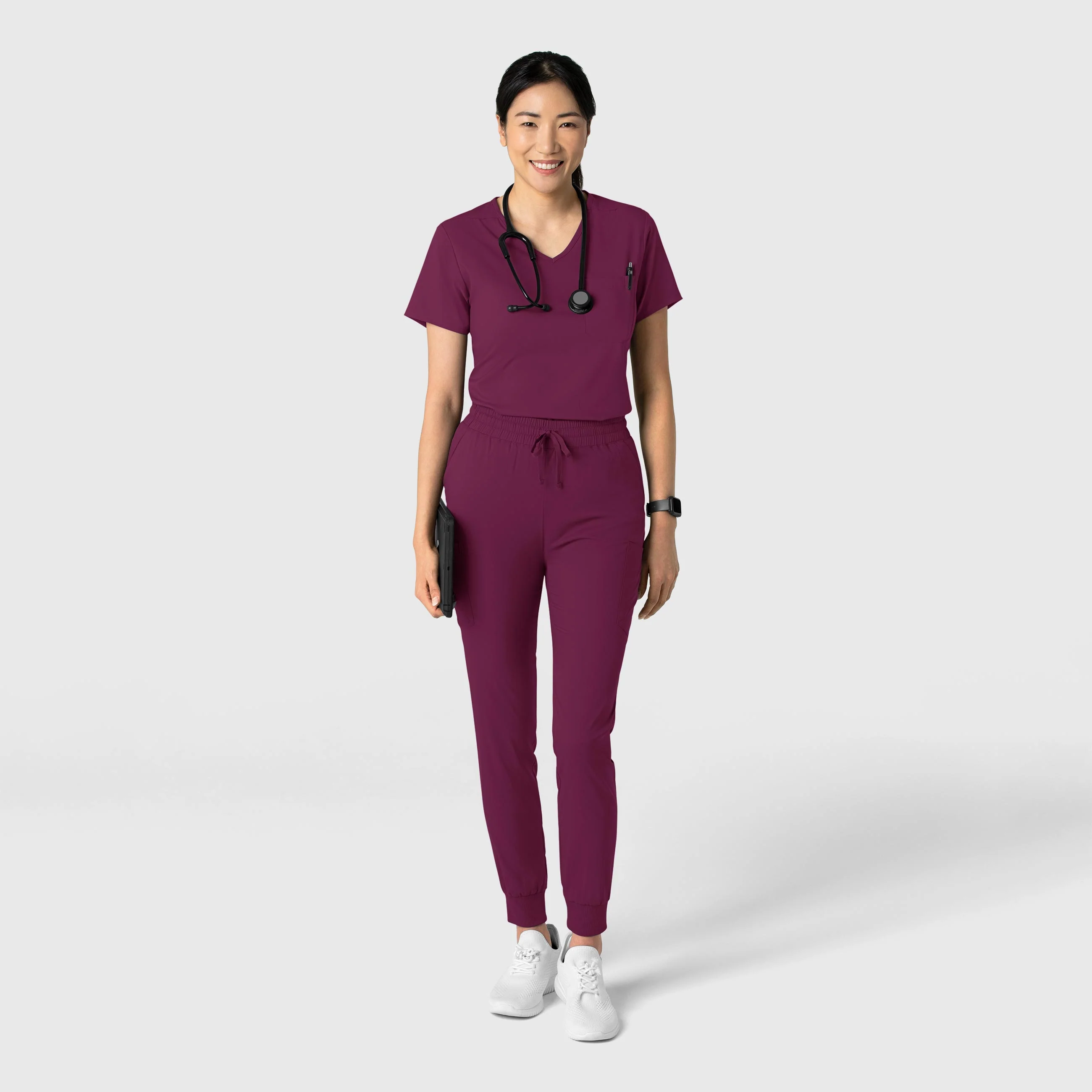 Boundless Women's Tuck-In Scrub Top - Wine - Image 3