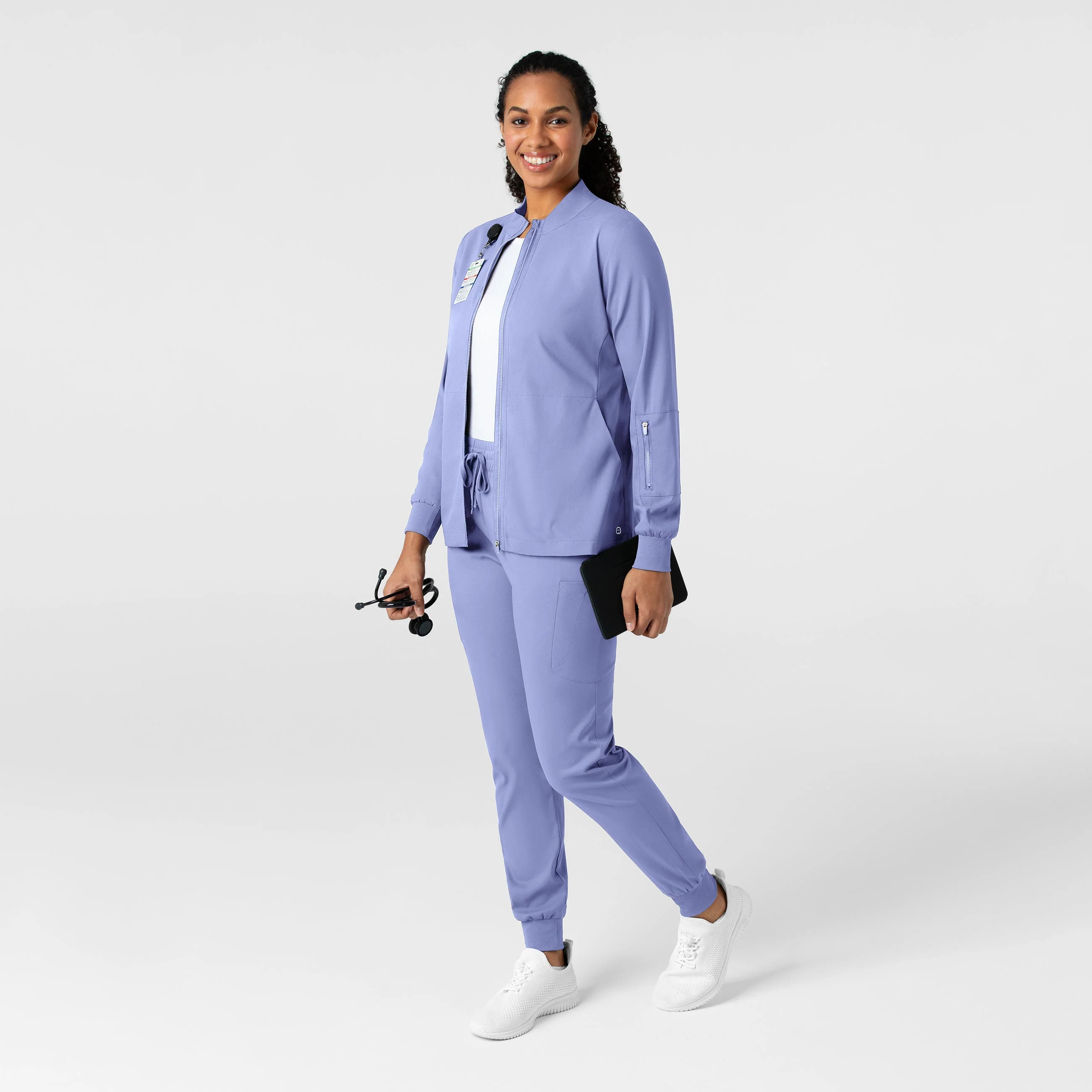 Boundless Women's Warm Up Scrub Jacket - Ceil Blue - Image 3