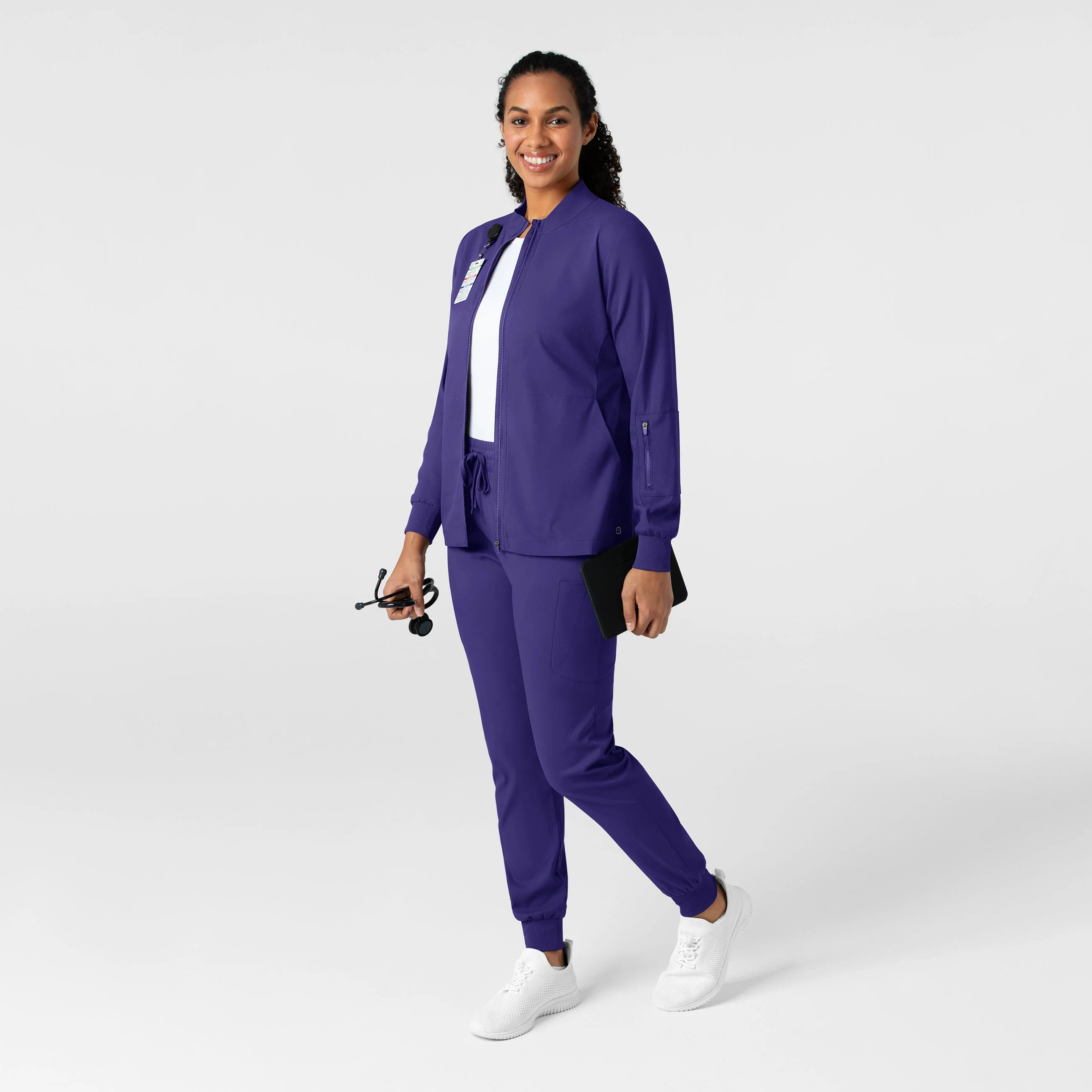 Boundless Women's Warm Up Scrub Jacket - Grape - Image 3