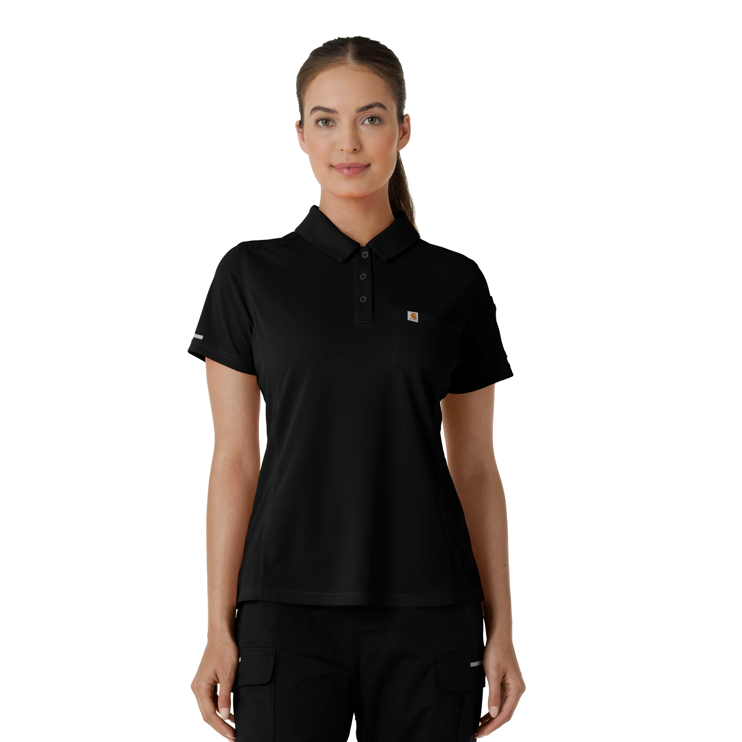 Carhartt Rugged Flex RSCU Women's Lightweight Short Sleeve Polo Scrub Top - Black
