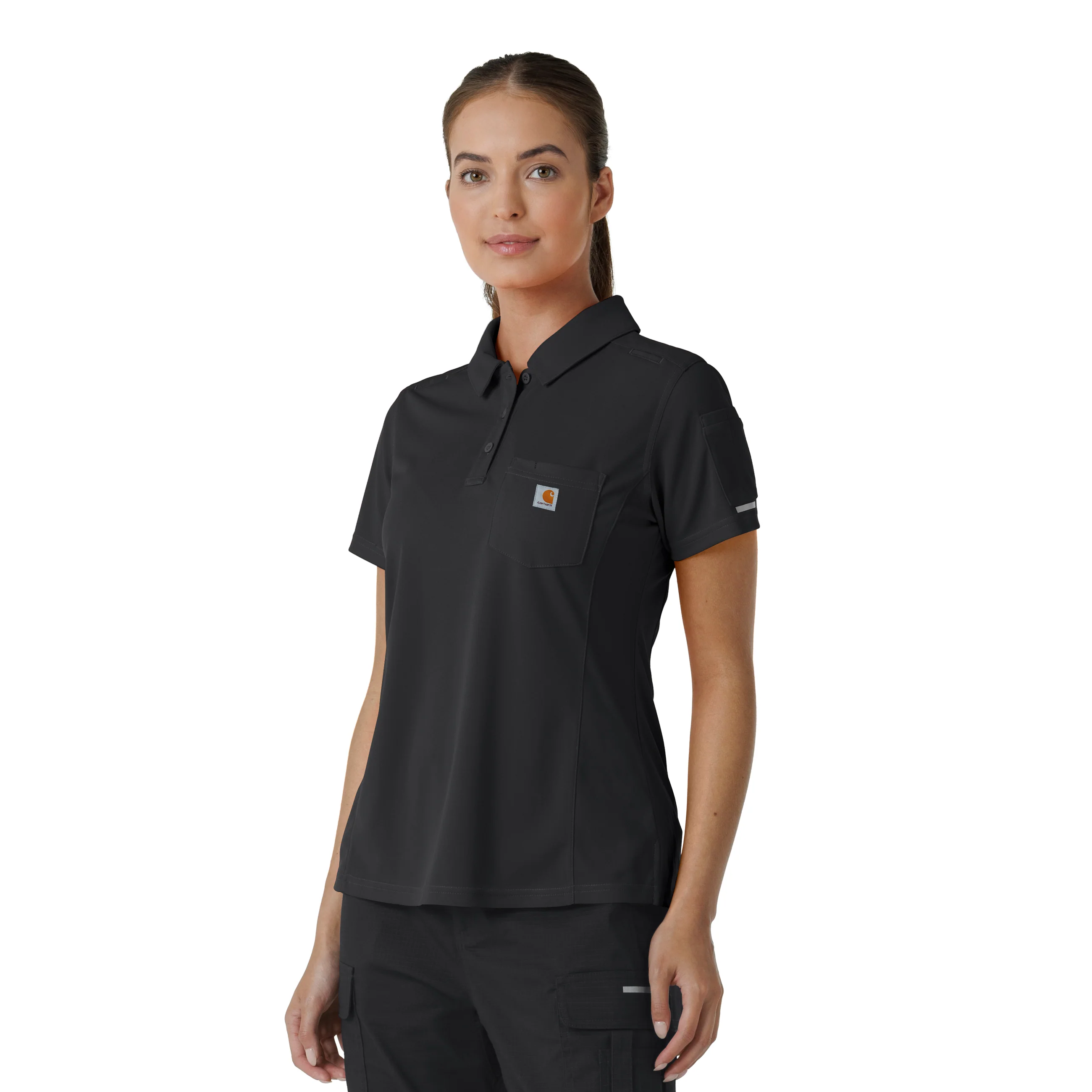 Carhartt Rugged Flex RSCU Women's Lightweight Short Sleeve Polo Scrub Top - Pewter - Image 4