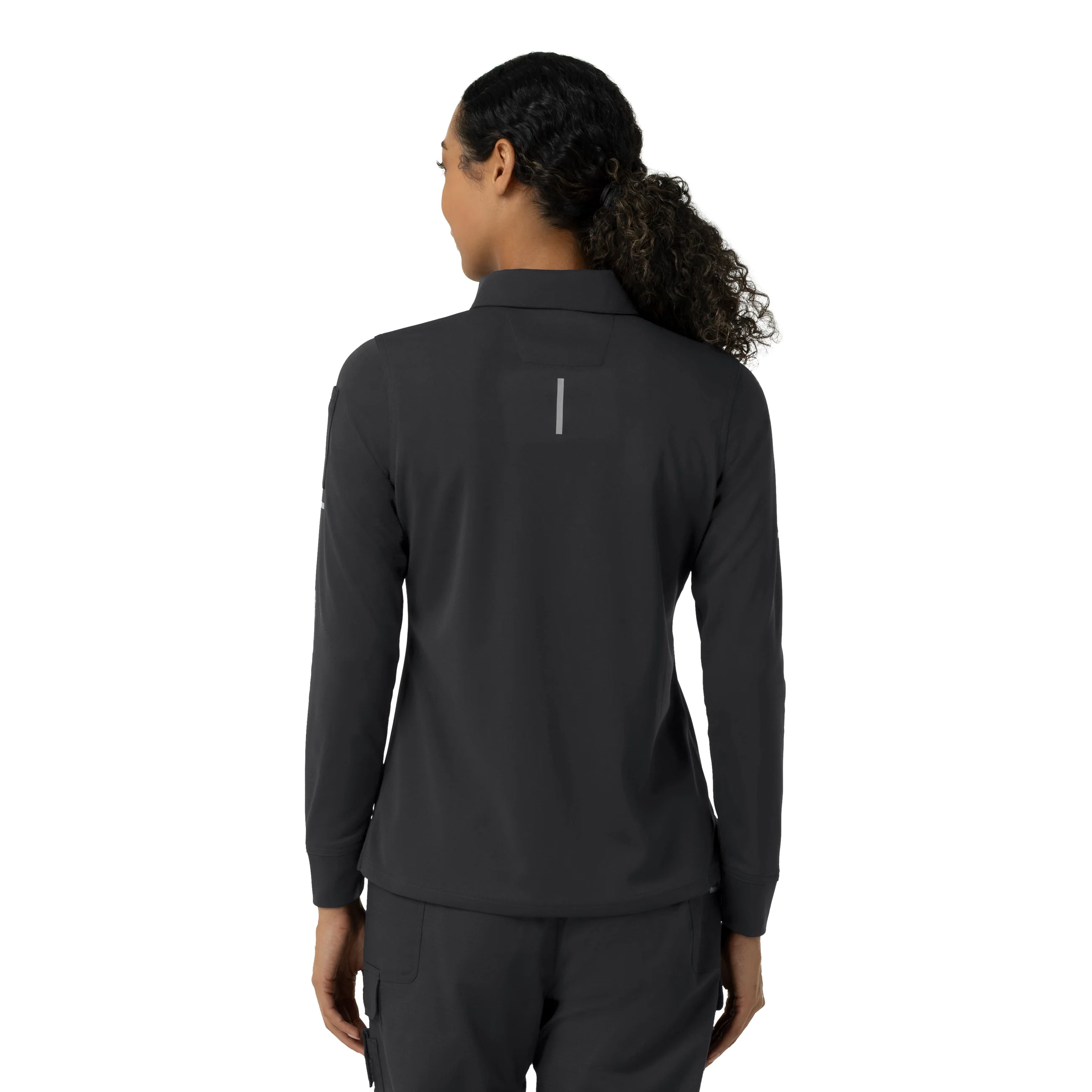 Carhartt Rugged Flex RSCU Women's Heavyweight Long Sleeve Polo Scrub Top - Pewter - Image 2