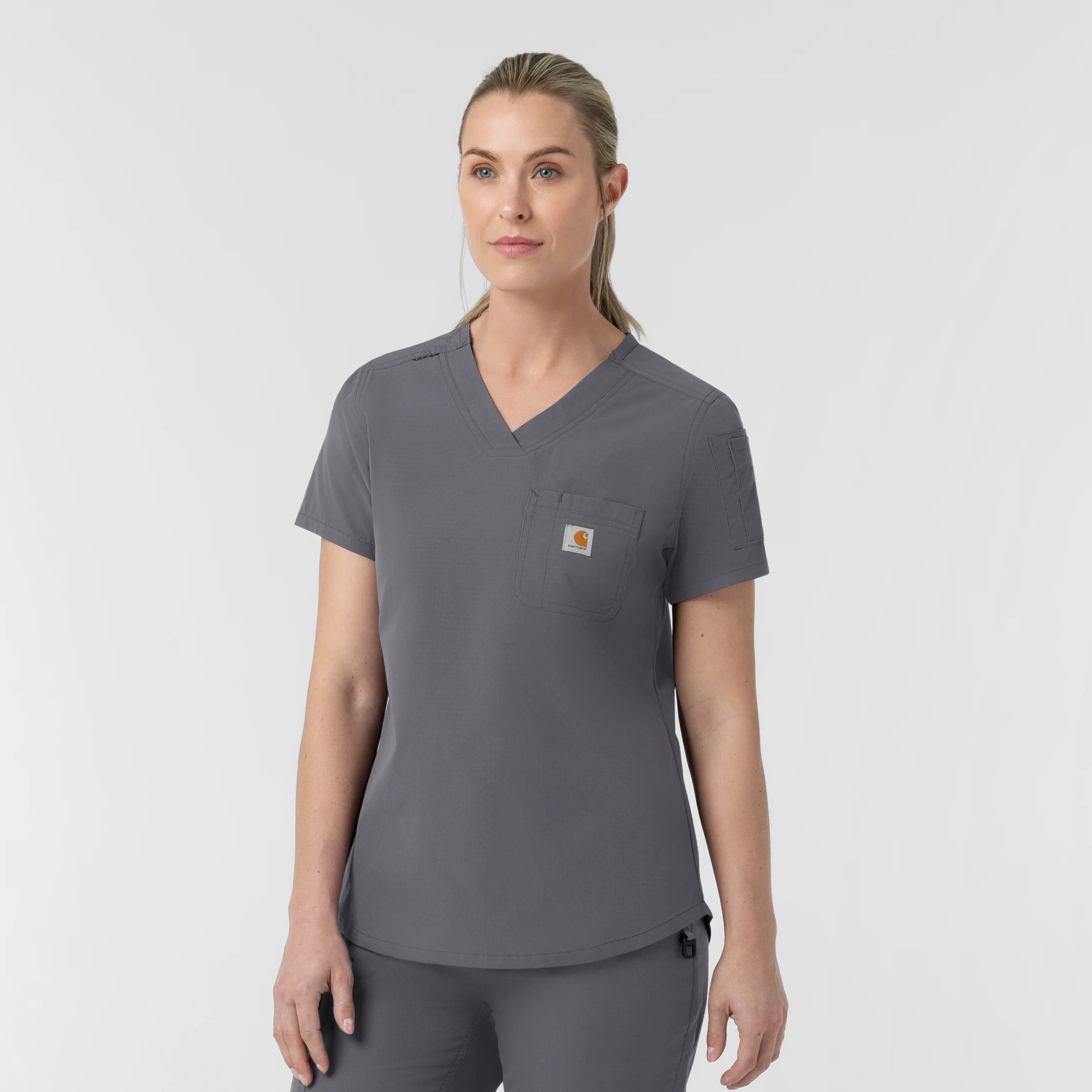 Carhartt Rugged Flex FLD Women's Tuck-in Scrub Top - Pewter - Image 4
