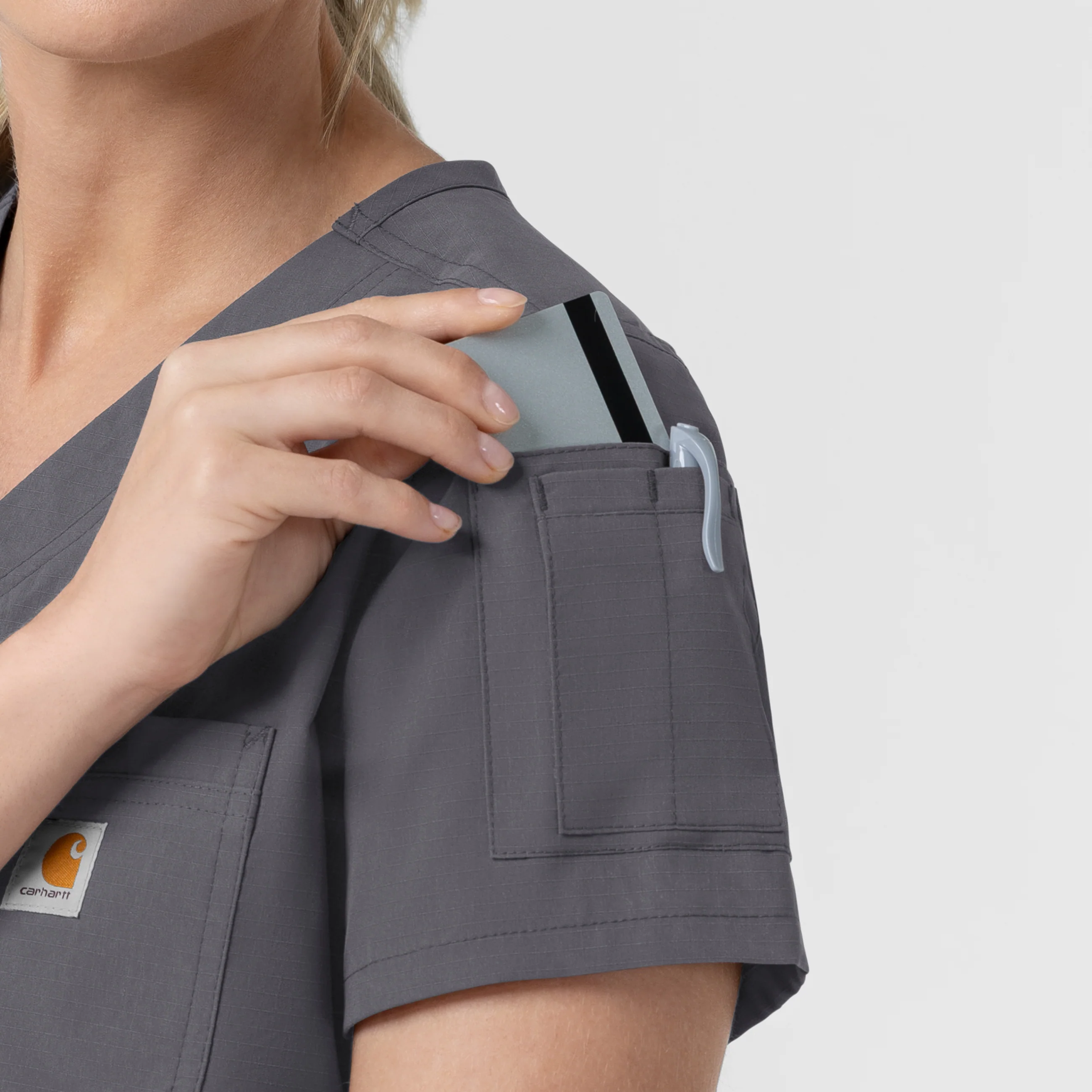 Carhartt Rugged Flex FLD Women's Tuck-in Scrub Top - Pewter - Image 5