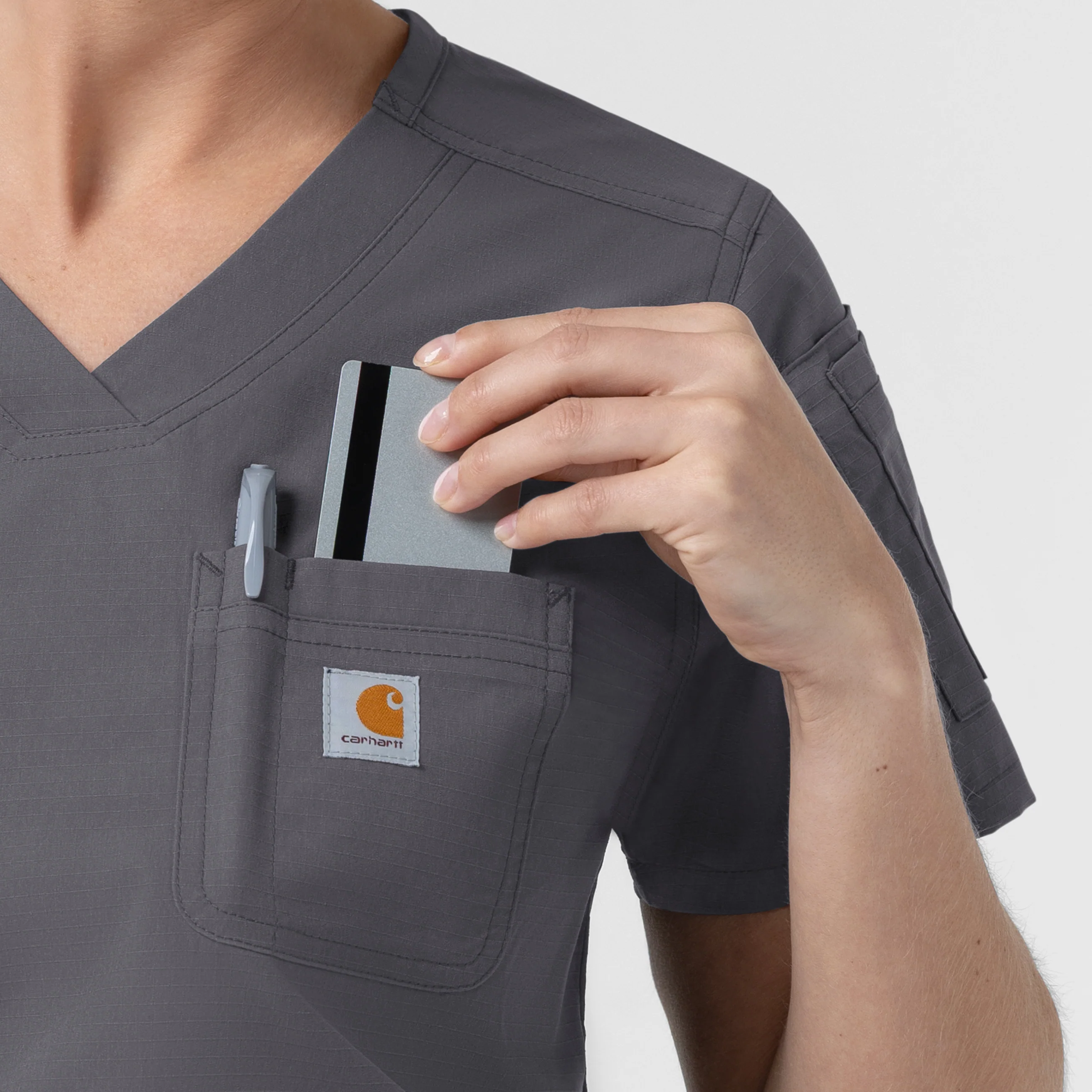 Carhartt Rugged Flex FLD Women's Tuck-in Scrub Top - Pewter - Image 6