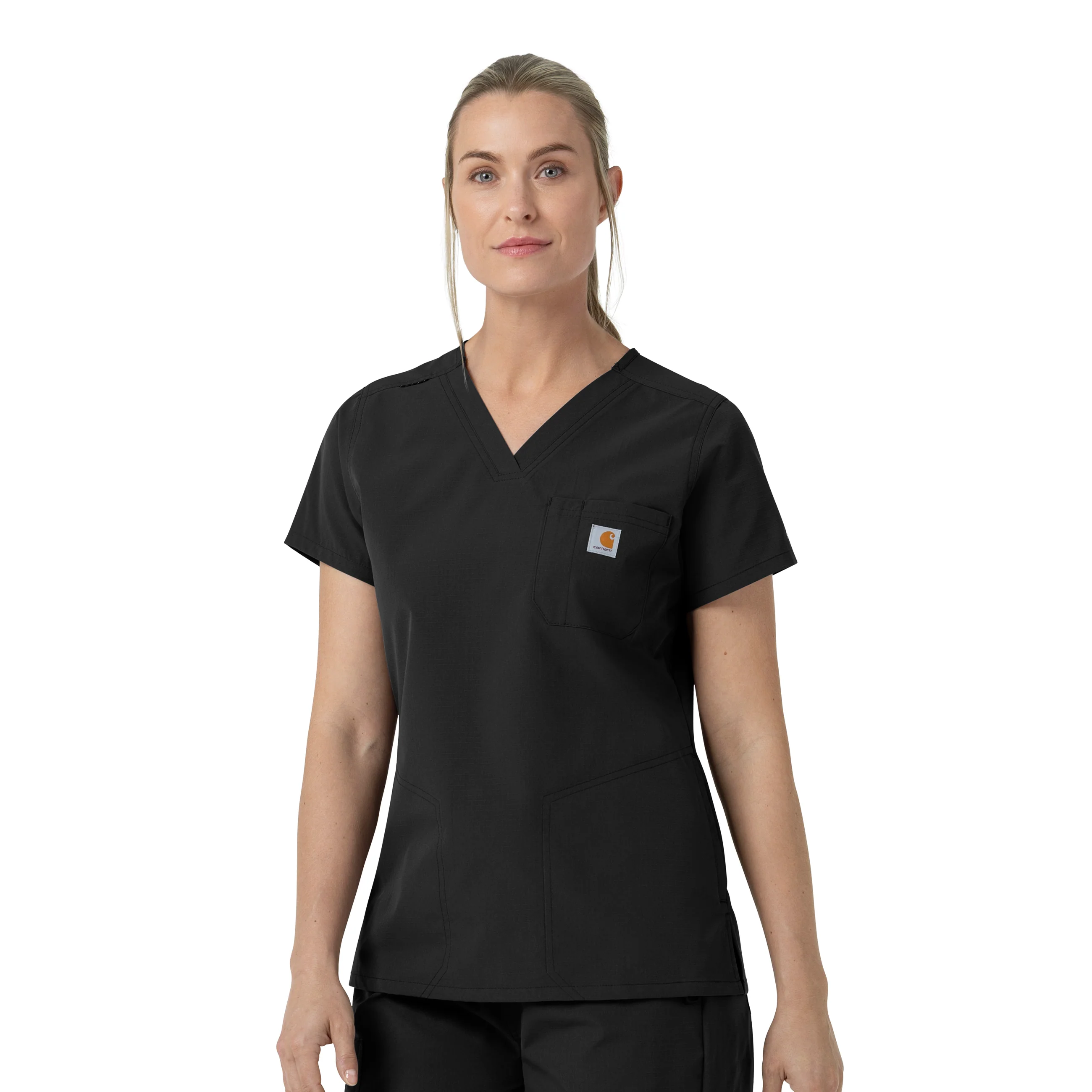Carhartt Rugged Flex FLD Women's V-Neck Scrub Top - Black - Image 4