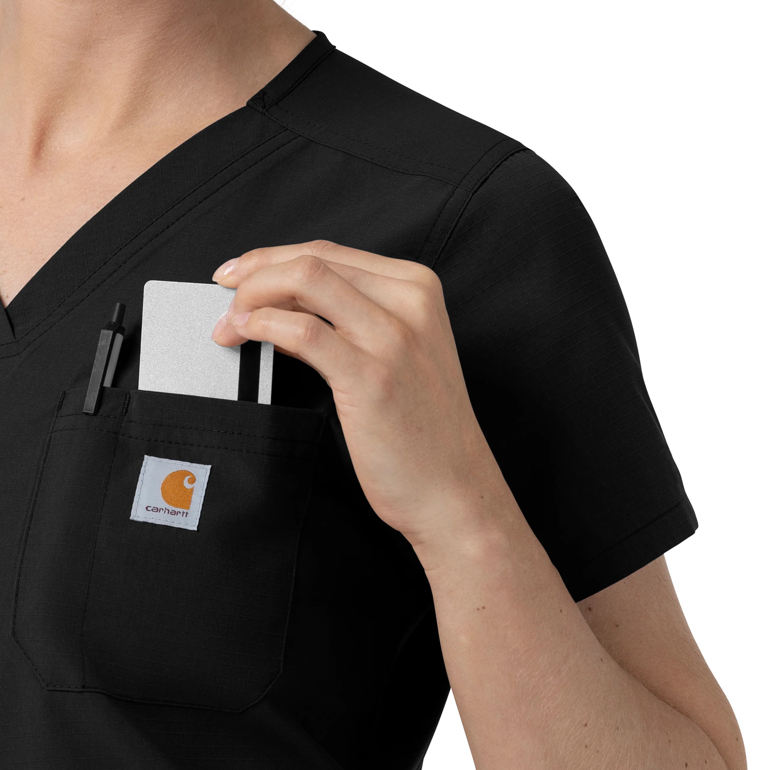 Carhartt Rugged Flex FLD Women's V-Neck Scrub Top - Black - Image 7