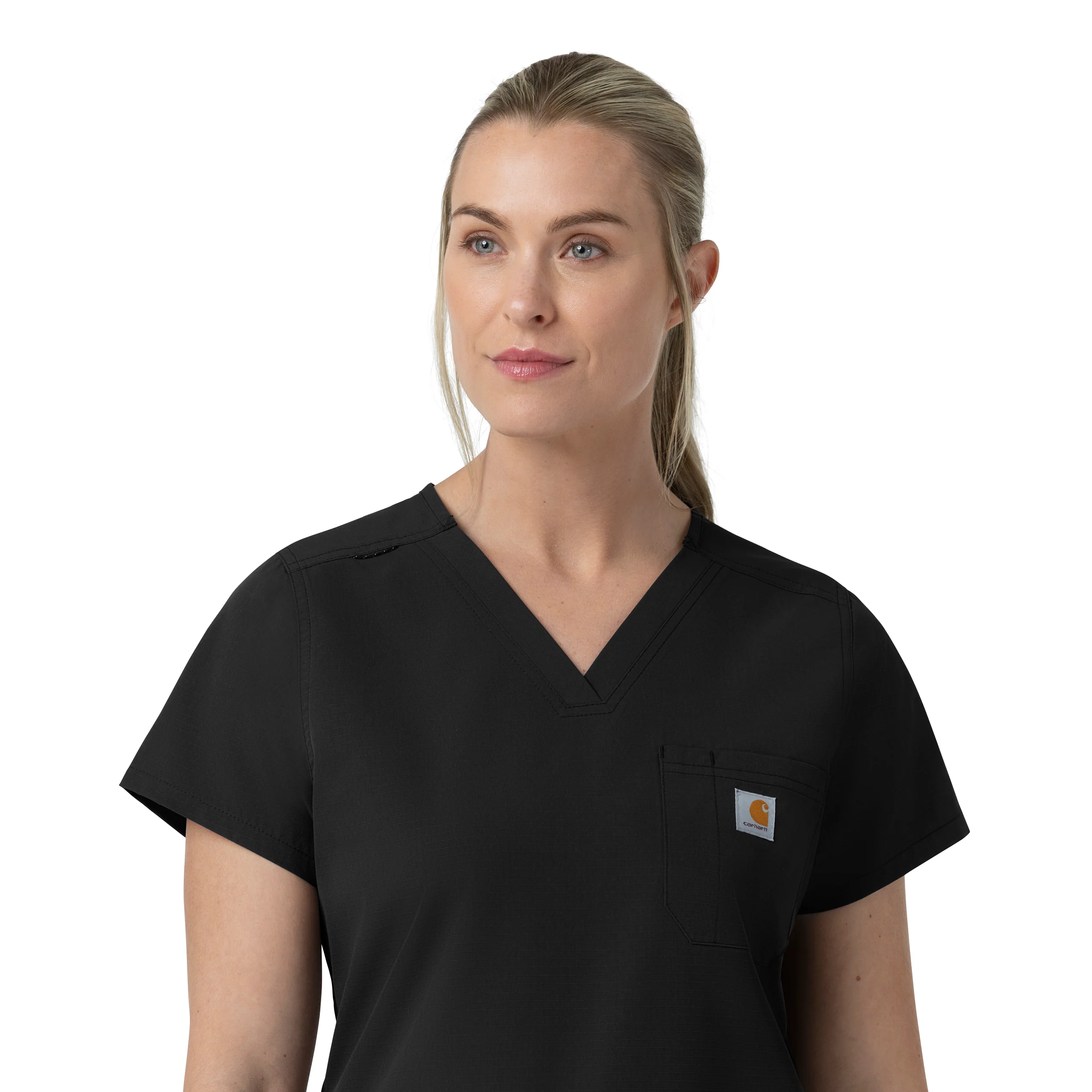 Carhartt Rugged Flex FLD Women's V-Neck Scrub Top - Black - Image 9