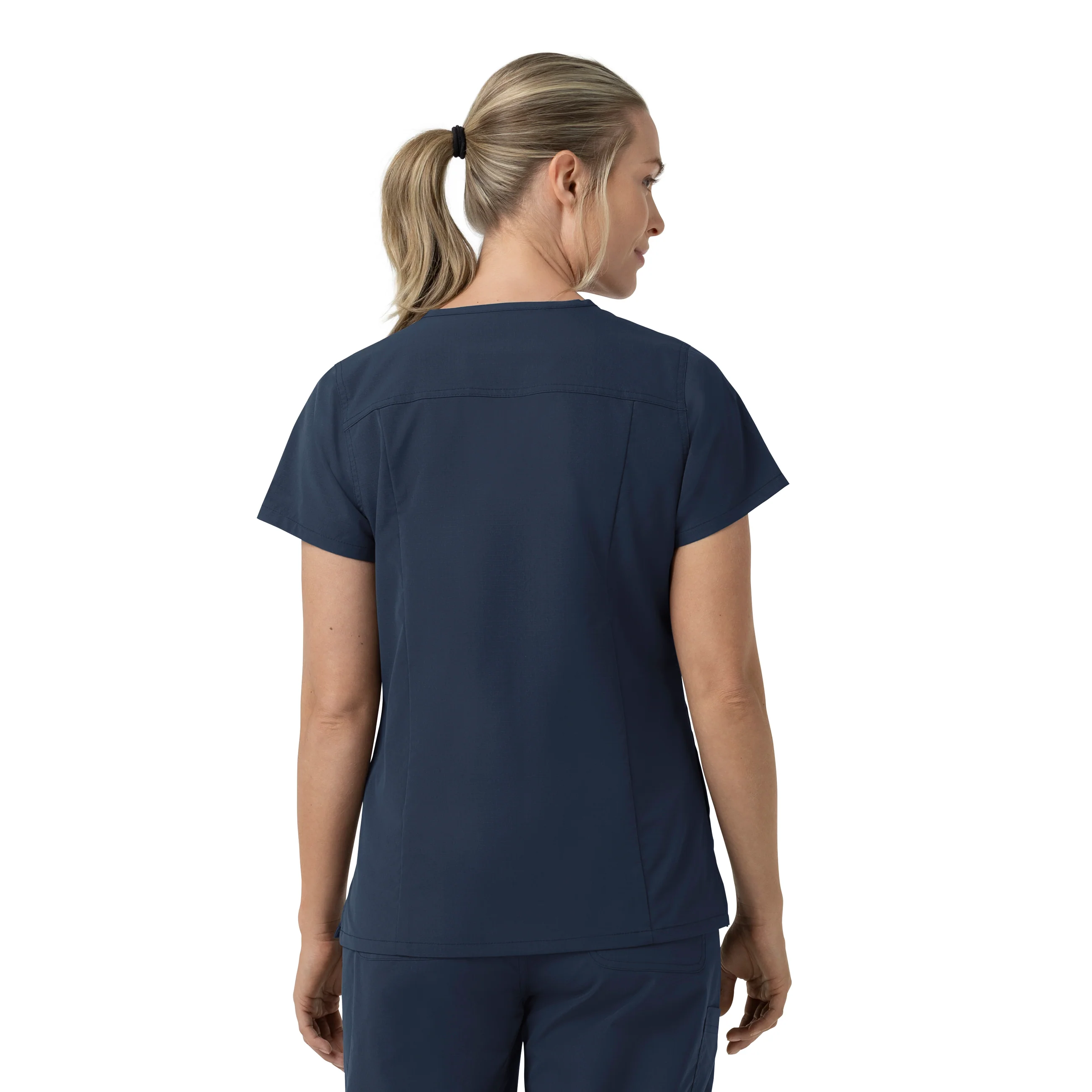Carhartt Rugged Flex FLD Women's V-Neck Scrub Top - Navy - Image 2