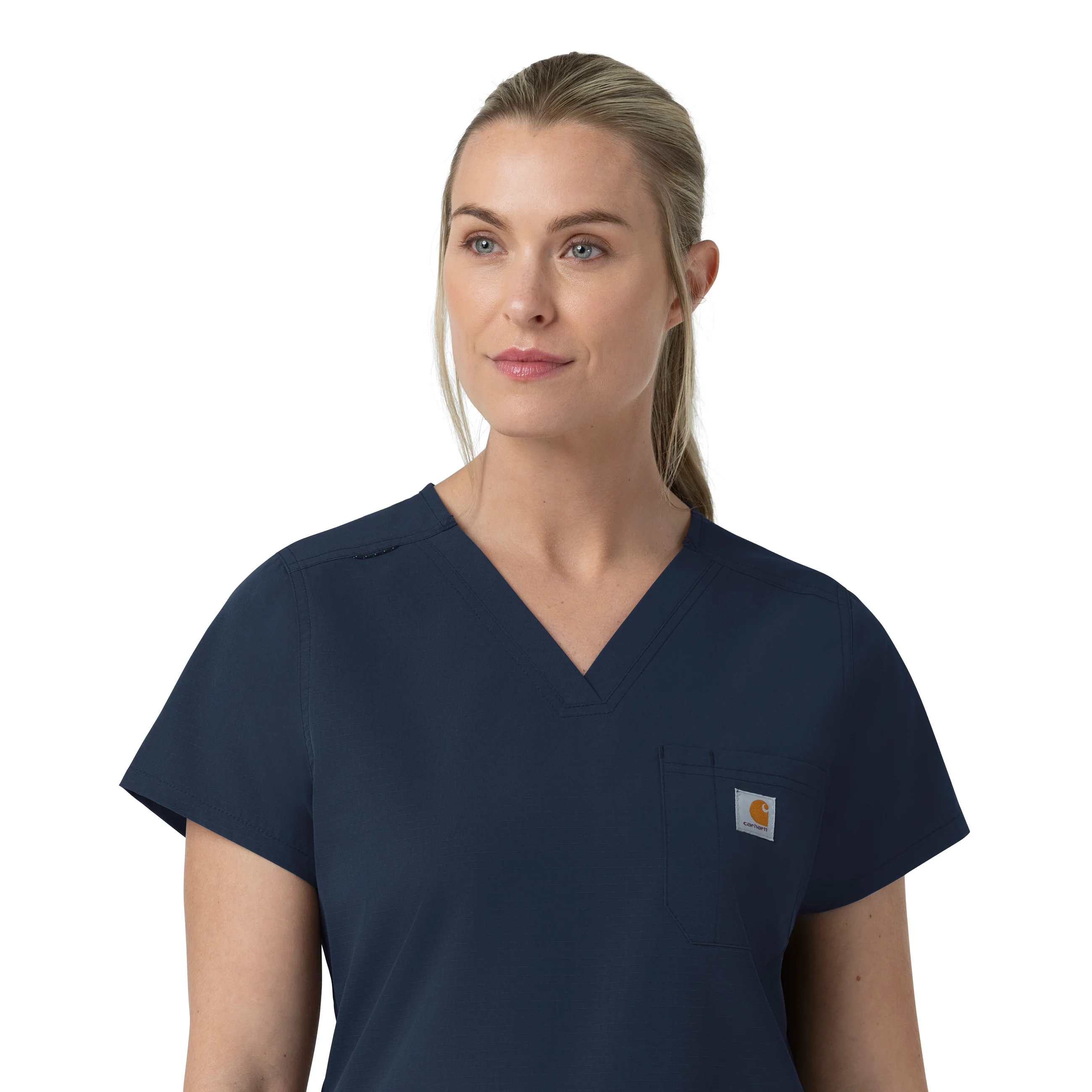 Carhartt Rugged Flex FLD Women's V-Neck Scrub Top - Navy - Image 9