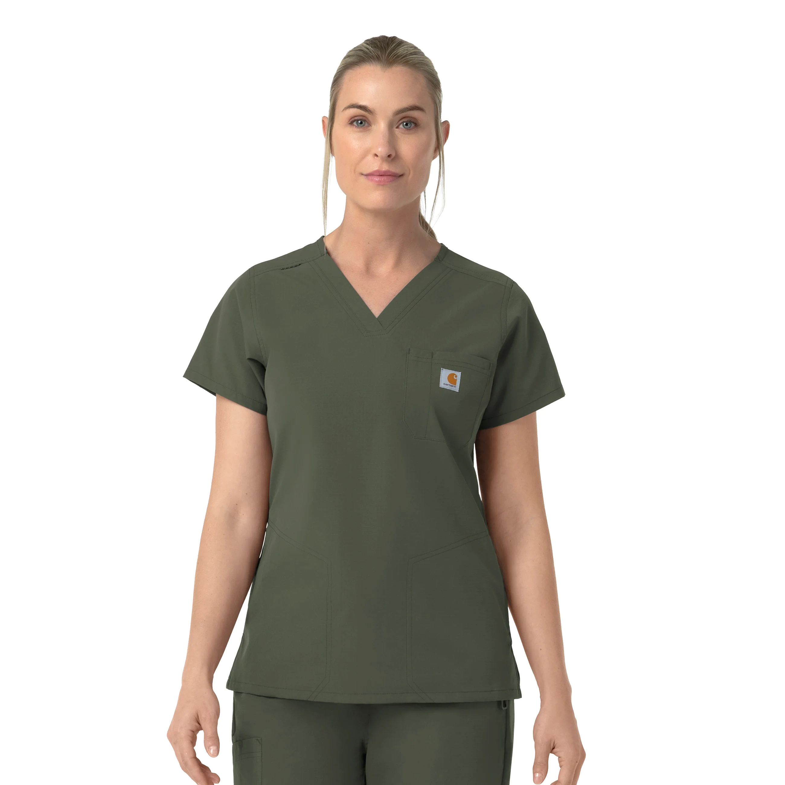 Carhartt Rugged Flex FLD Women's V-Neck Scrub Top - Olive