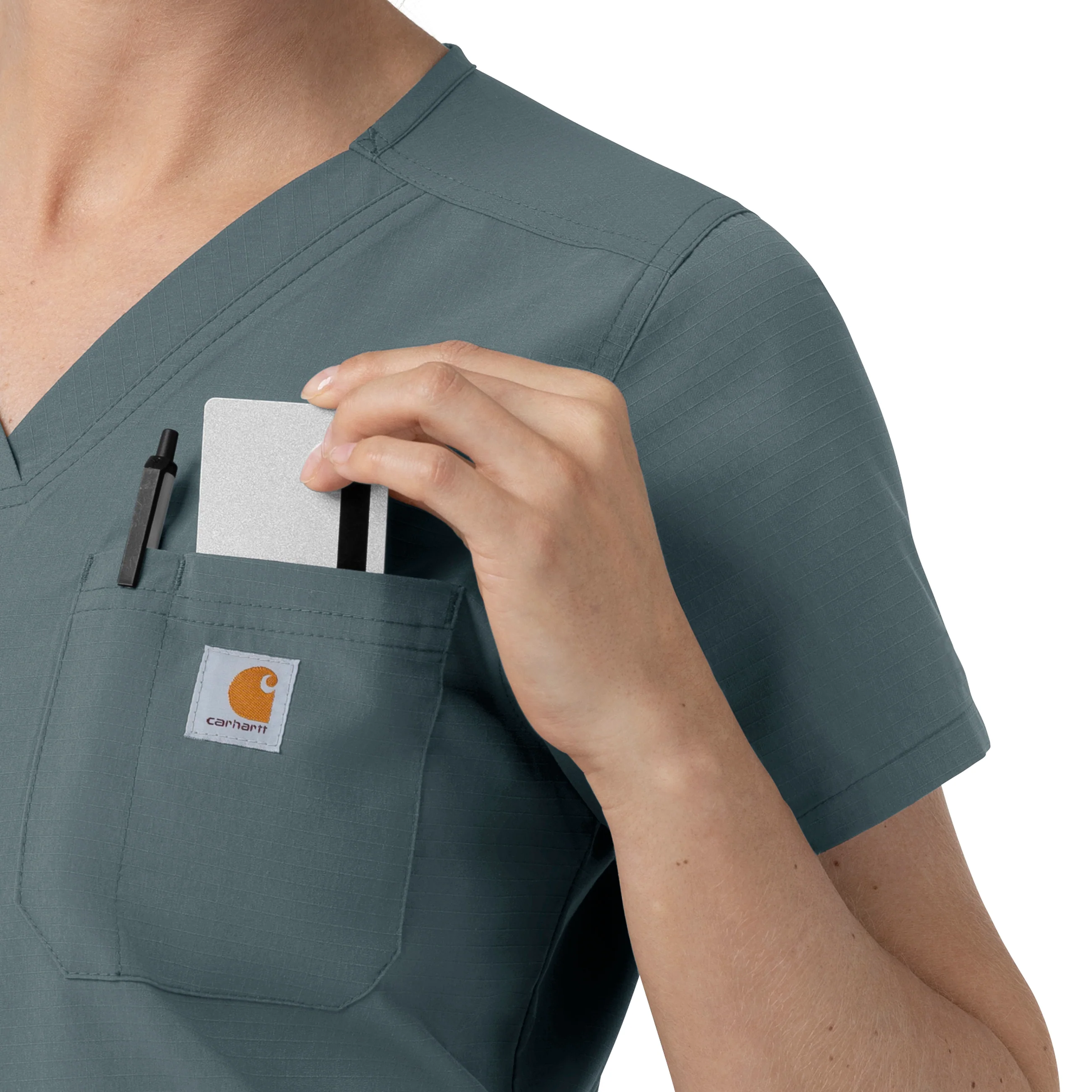 Carhartt Rugged Flex FLD Women's V-Neck Scrub Top - Rolling Thunder - Image 7
