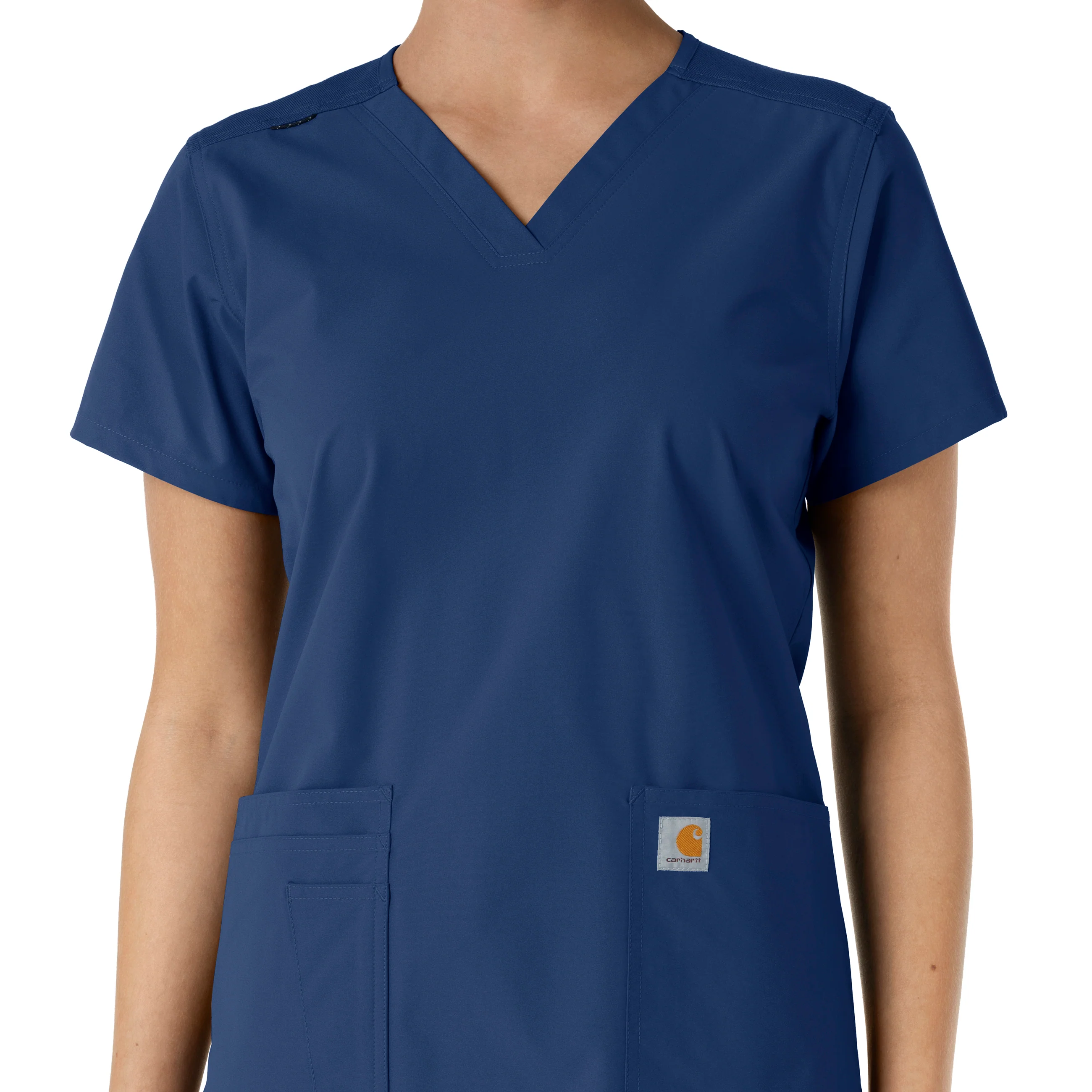 Carhartt Force Essentials Women's V-Neck Knit Panel Scrub Top - Navy - Image 5