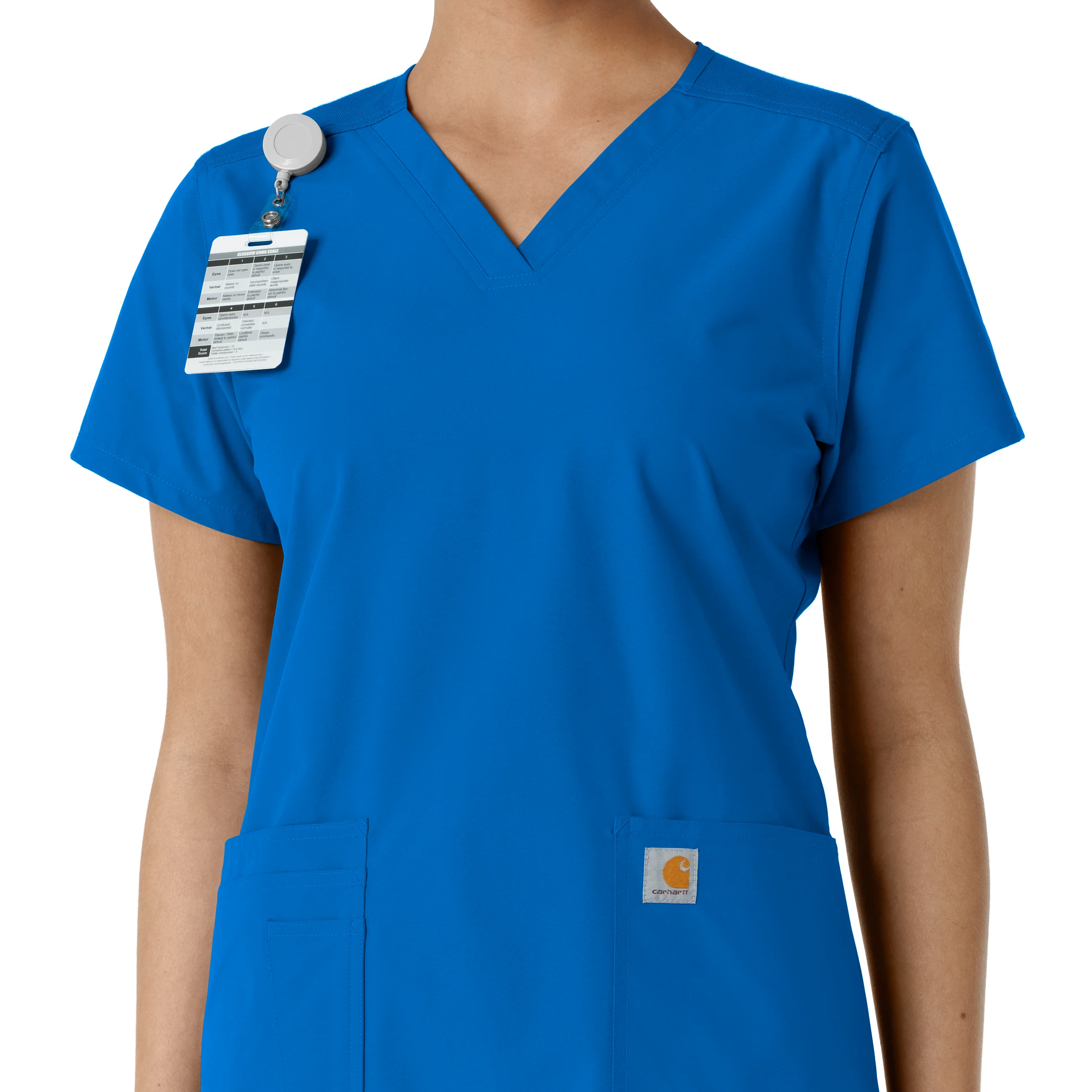Carhartt Force Essentials Women's V-Neck Knit Panel Scrub Top - Royal - Image 6