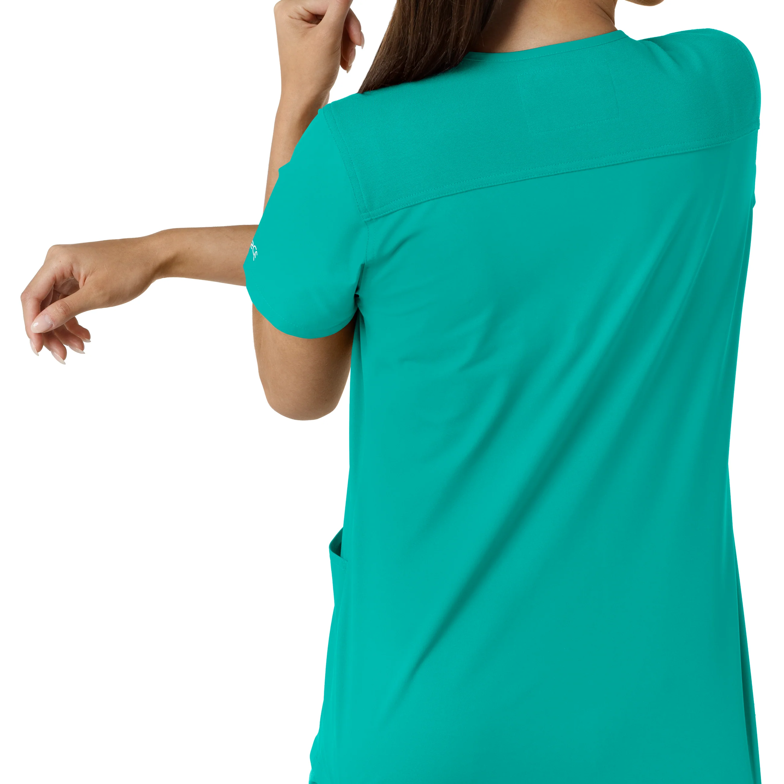 Carhartt Force Essentials Women's V-Neck Knit Panel Scrub Top - Teal - Image 10