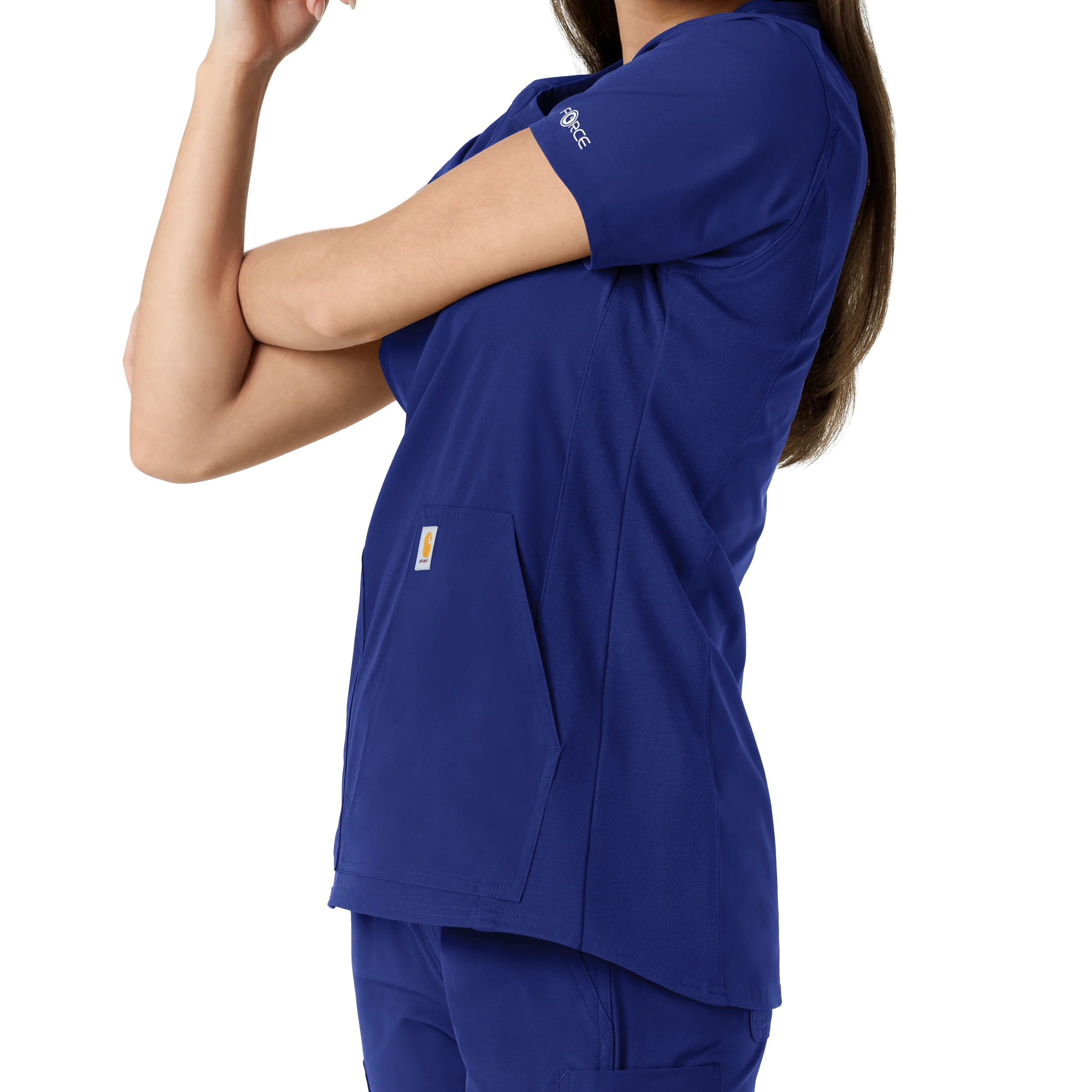 Carhartt Force Essentials Women's Notch Neck Tunic Knit Panel Scrub Top - Galaxy Blue - Image 10