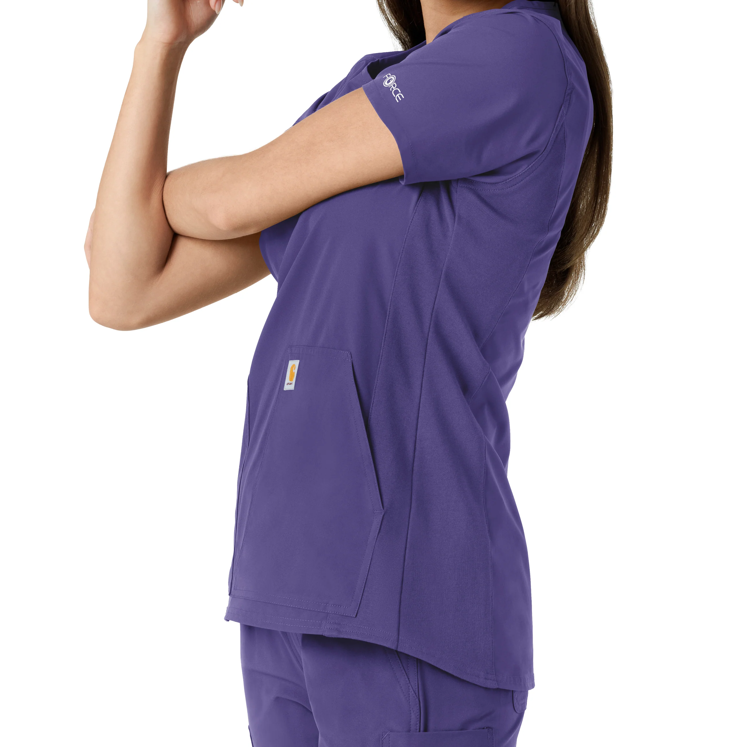 Carhartt Force Essentials Women's Notch Neck Tunic Knit Panel Scrub Top - Grape - Image 10