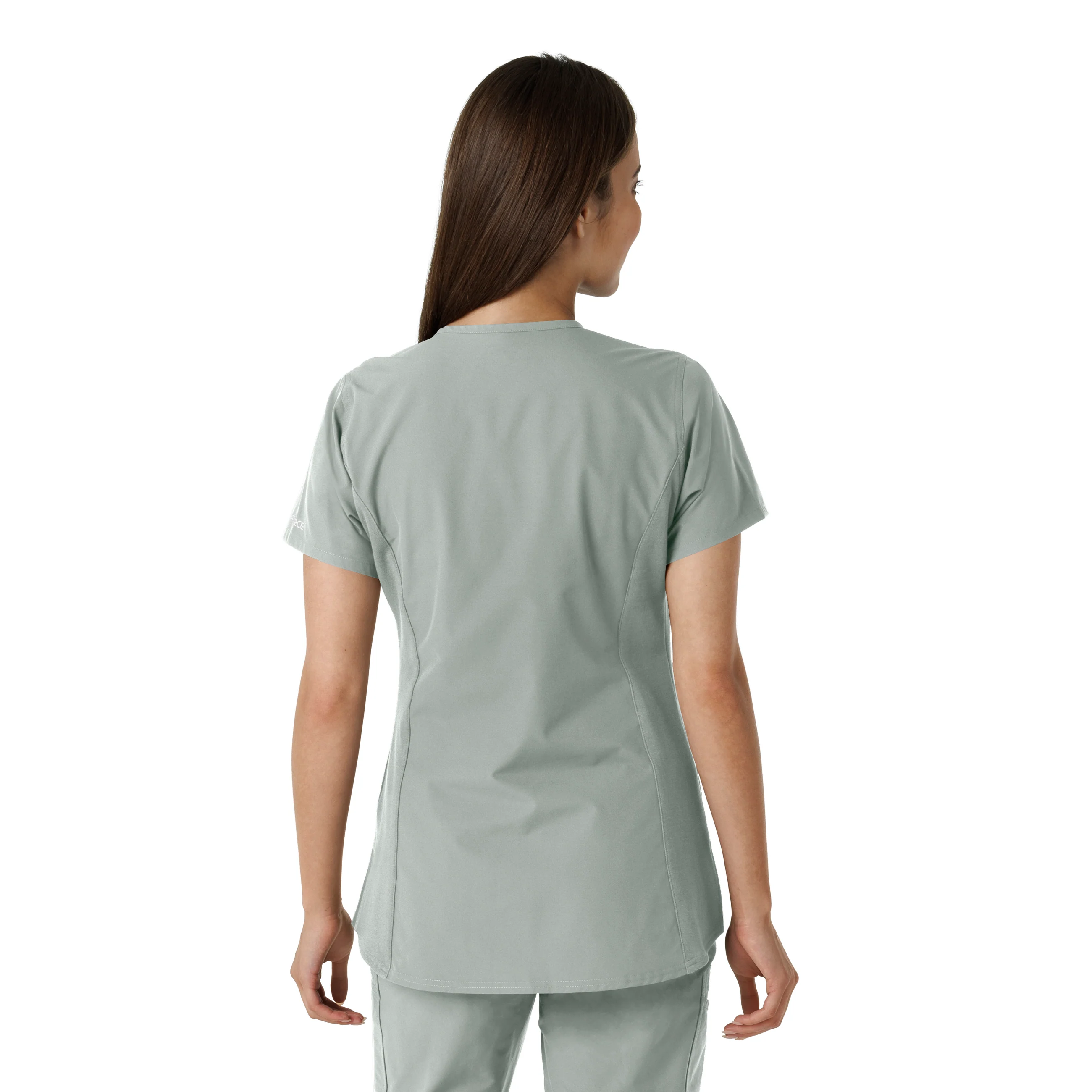 Carhartt Force Essentials Women's Notch Neck Tunic Knit Panel Scrub Top - Grey - Image 2