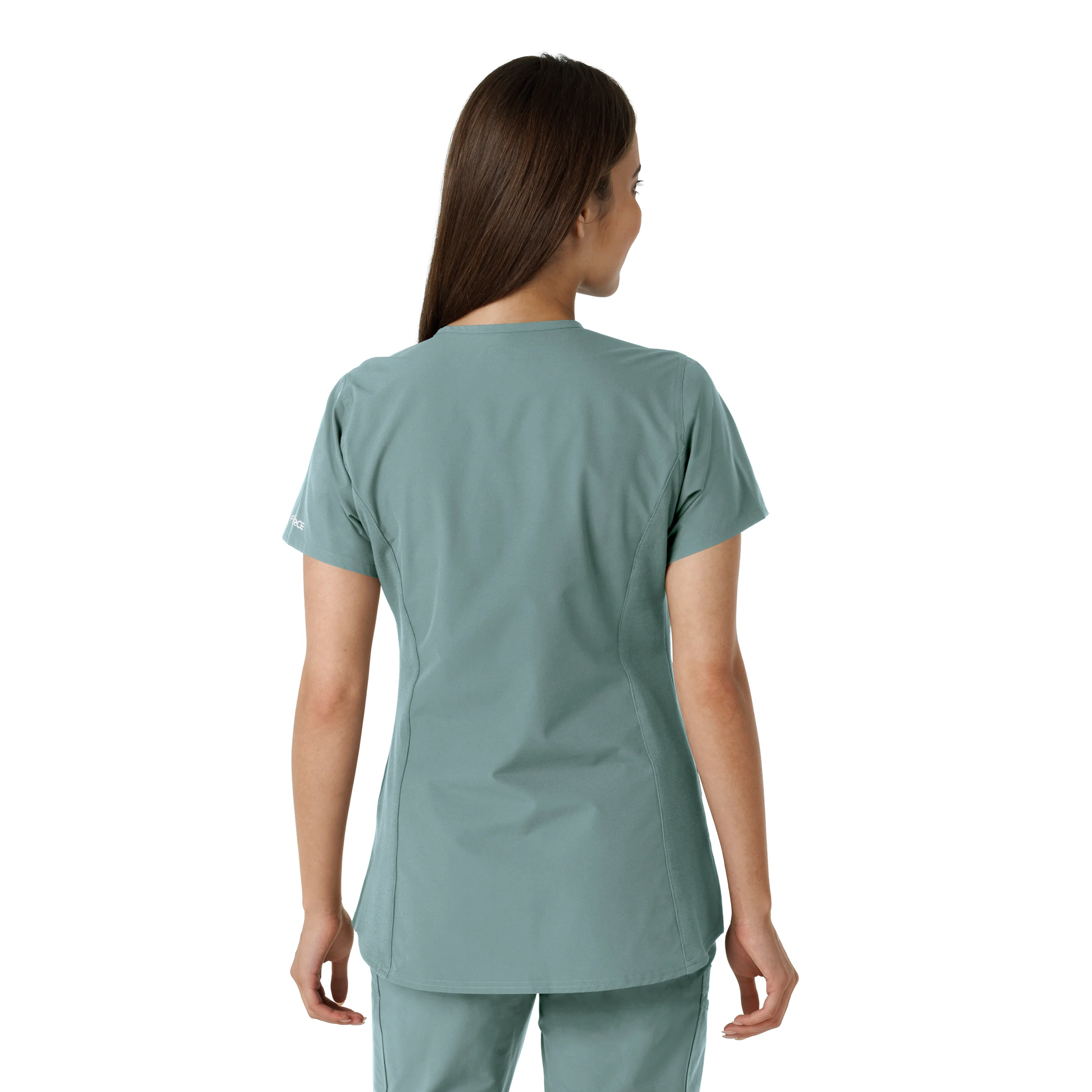 Carhartt Force Essentials Women's Notch Neck Tunic Knit Panel Scrub Top - Summer Blue - Image 2