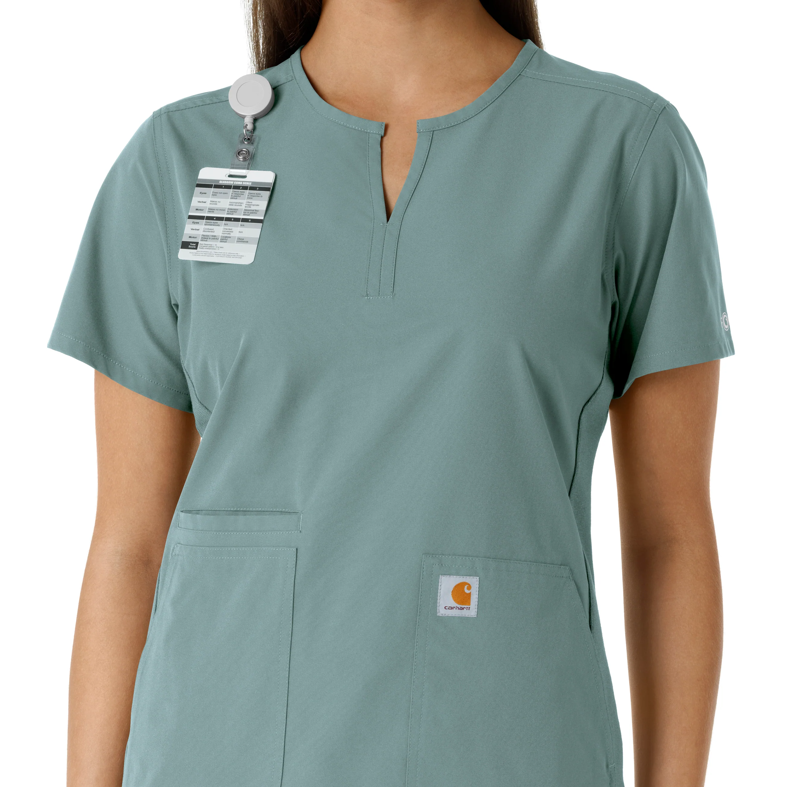 Carhartt Force Essentials Women's Notch Neck Tunic Knit Panel Scrub Top - Summer Blue - Image 6