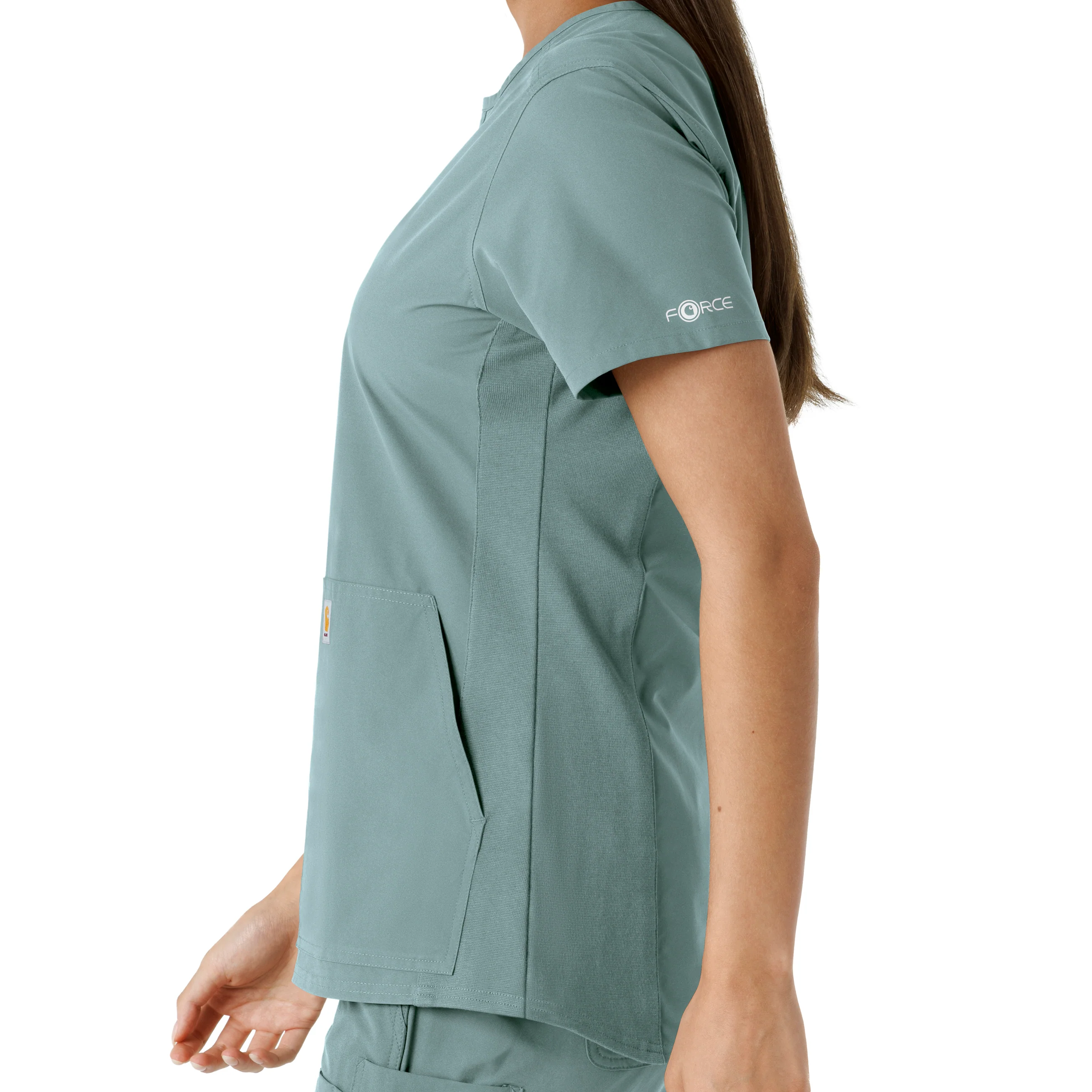Carhartt Force Essentials Women's Notch Neck Tunic Knit Panel Scrub Top - Summer Blue - Image 9