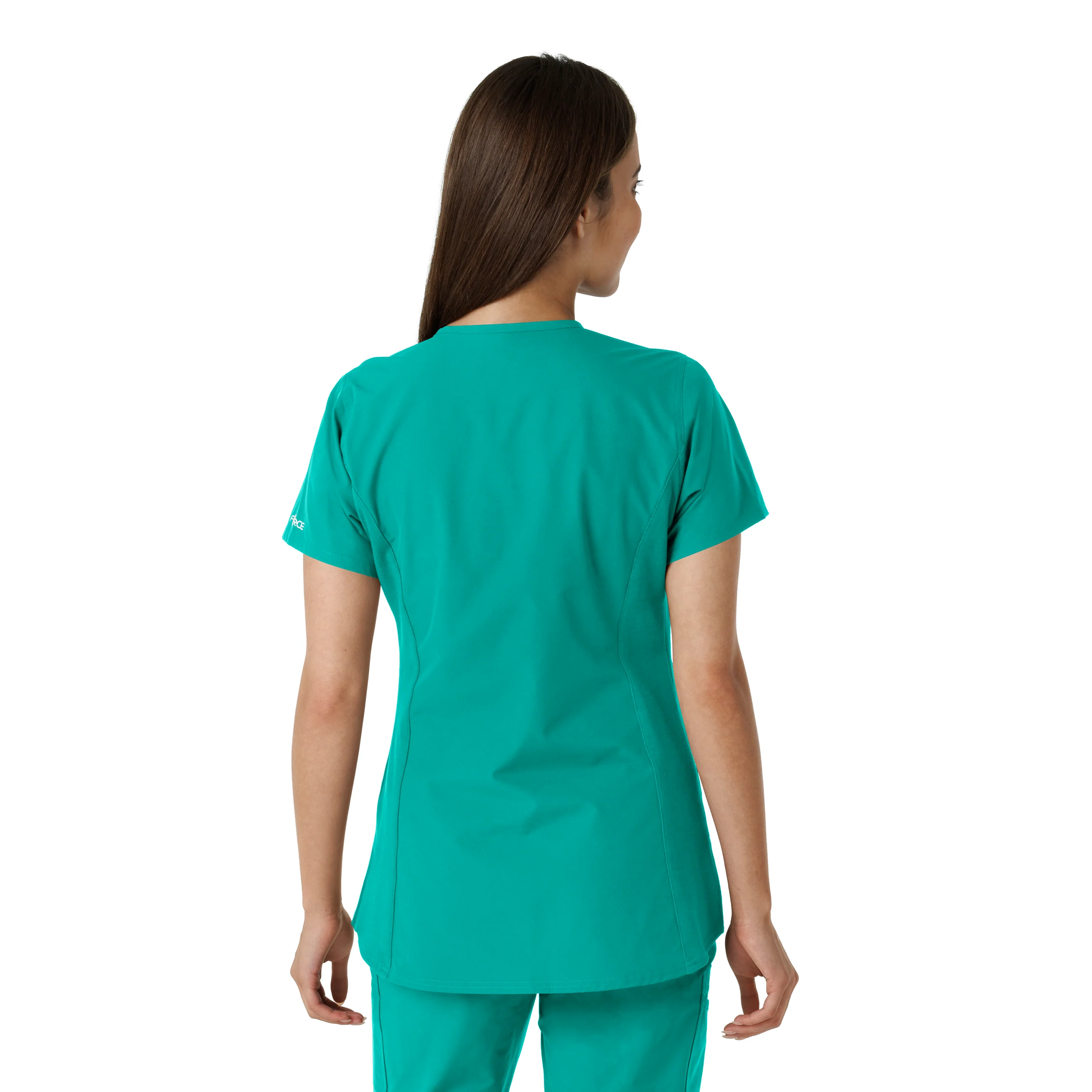 Carhartt Force Essentials Women's Notch Neck Tunic Knit Panel Scrub Top - Teal - Image 2