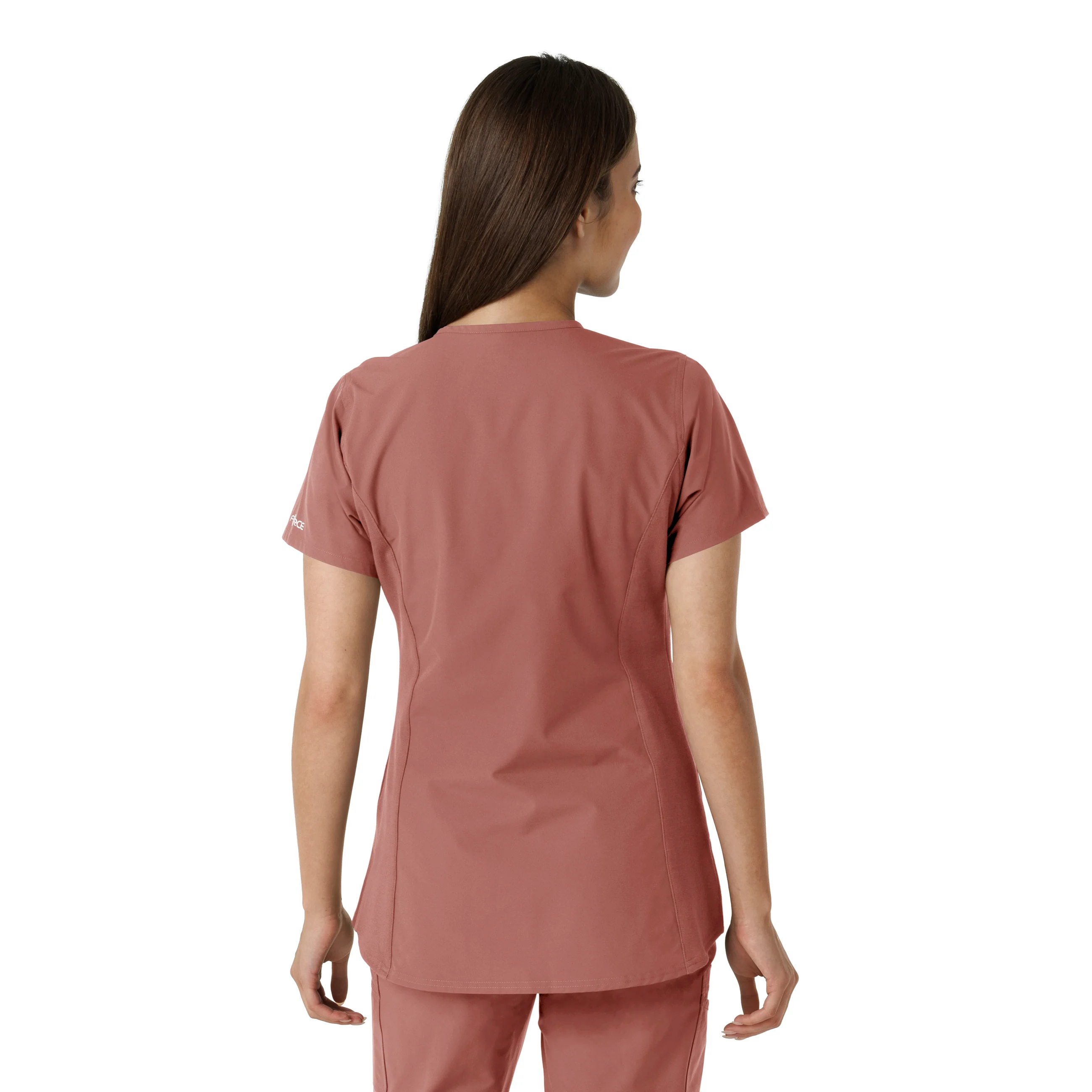 Carhartt Force Essentials Women's Notch Neck Tunic Knit Panel Scrub Top - Wildrose - Image 2