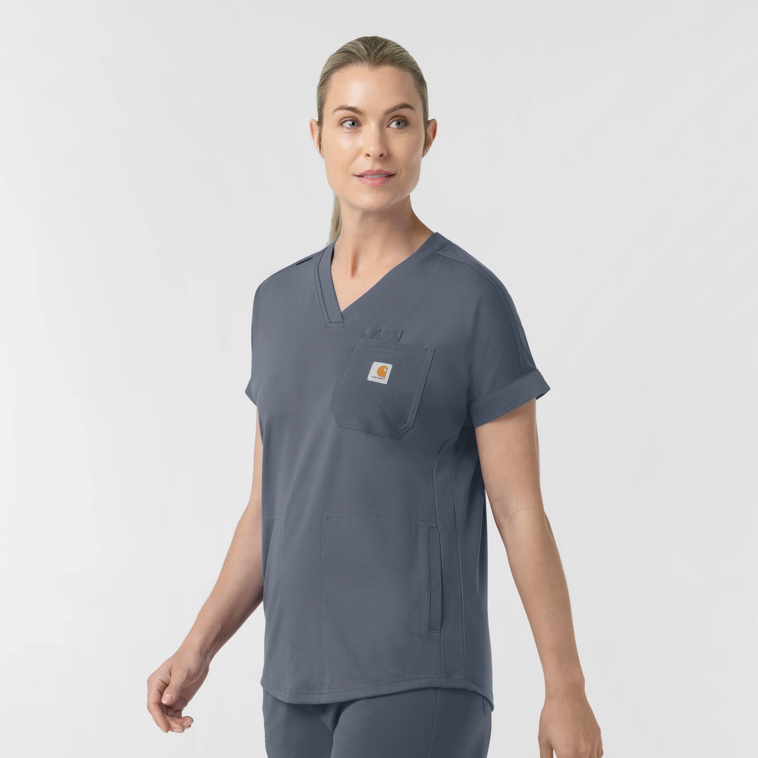 Carhartt Cross-Flex Knit Women's V-Neck Scrub Top - Approaching Storm