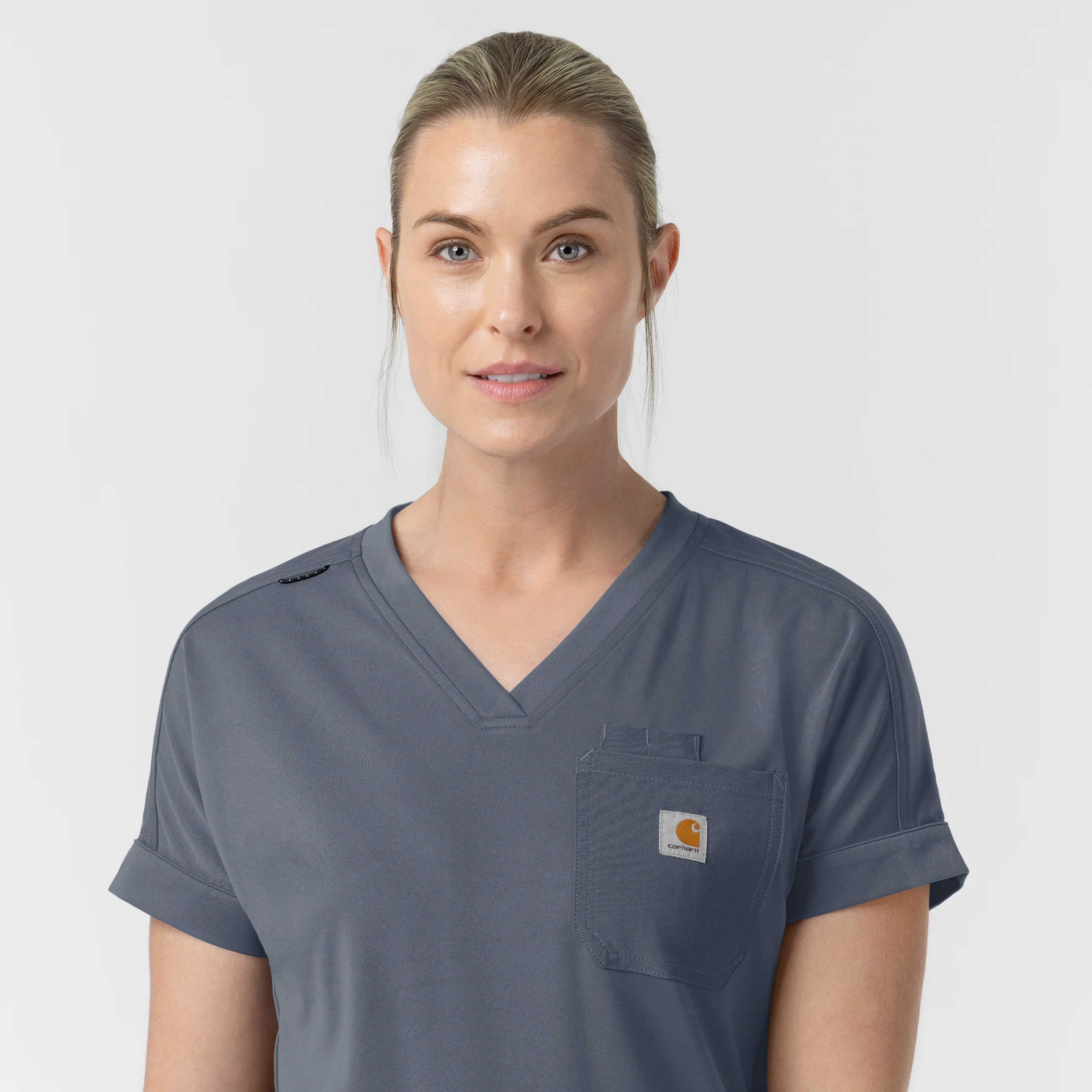 Carhartt Cross-Flex Knit Women's V-Neck Scrub Top - Approaching Storm - Image 3