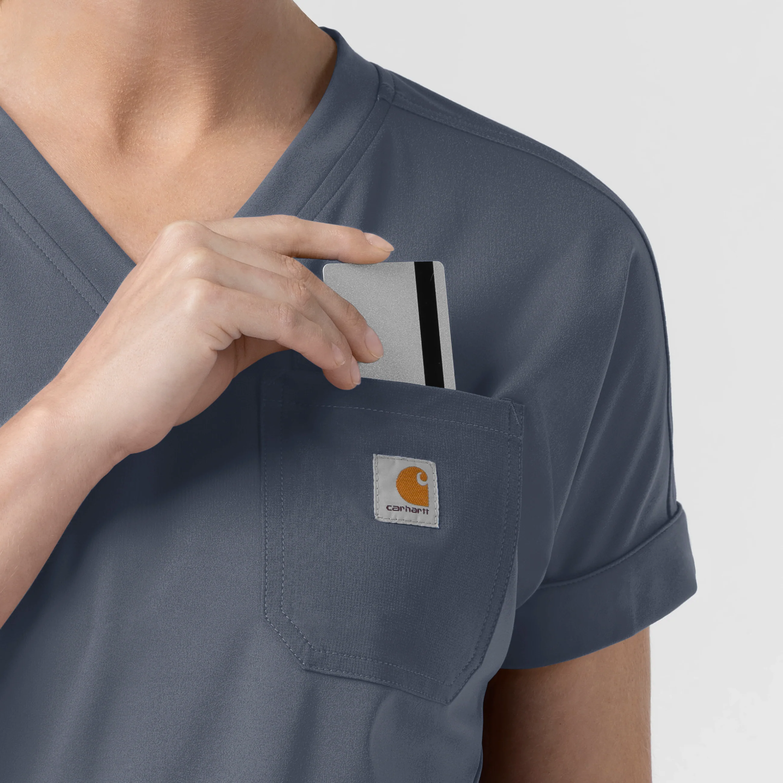 Carhartt Cross-Flex Knit Women's V-Neck Scrub Top - Approaching Storm - Image 6
