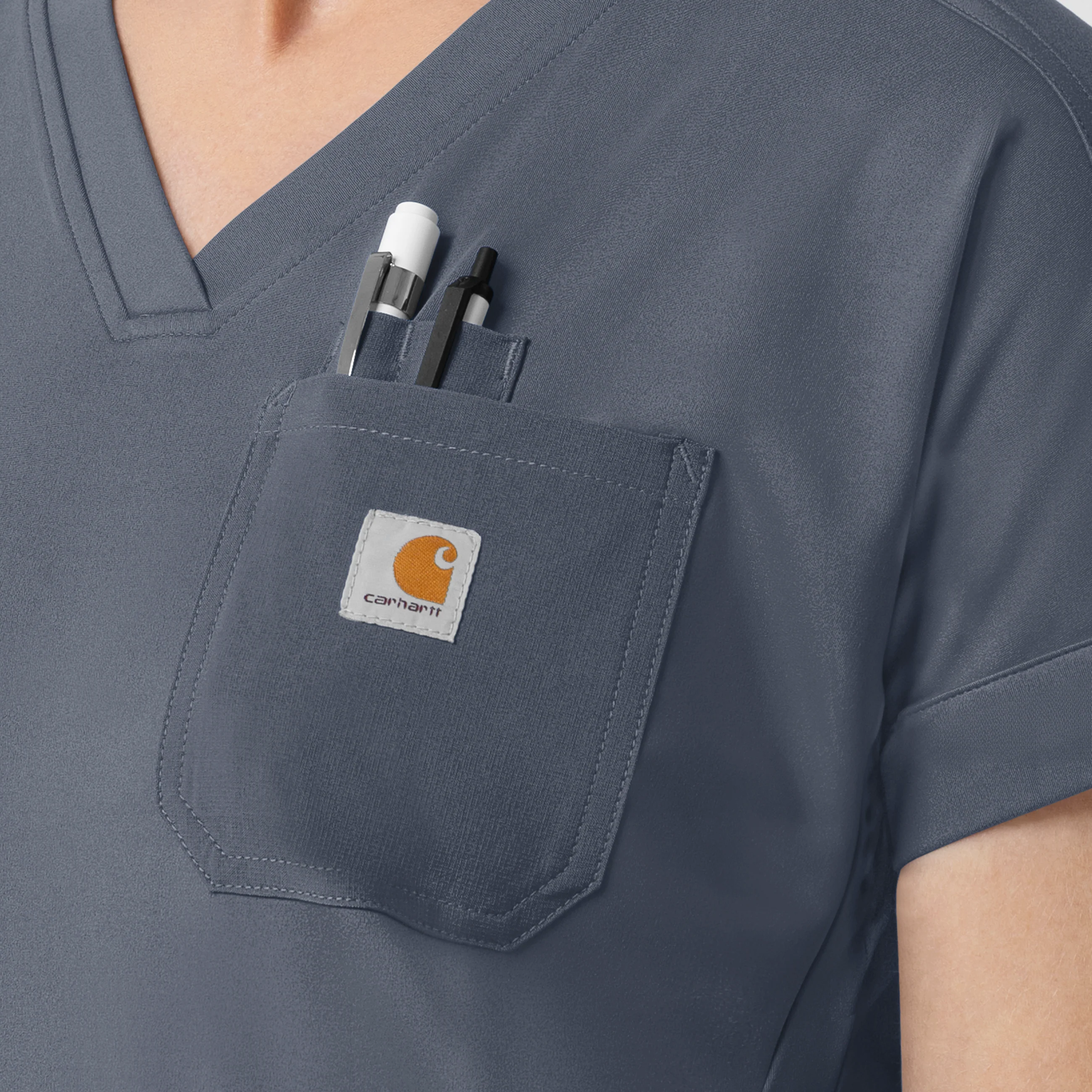 Carhartt Cross-Flex Knit Women's V-Neck Scrub Top - Approaching Storm - Image 7