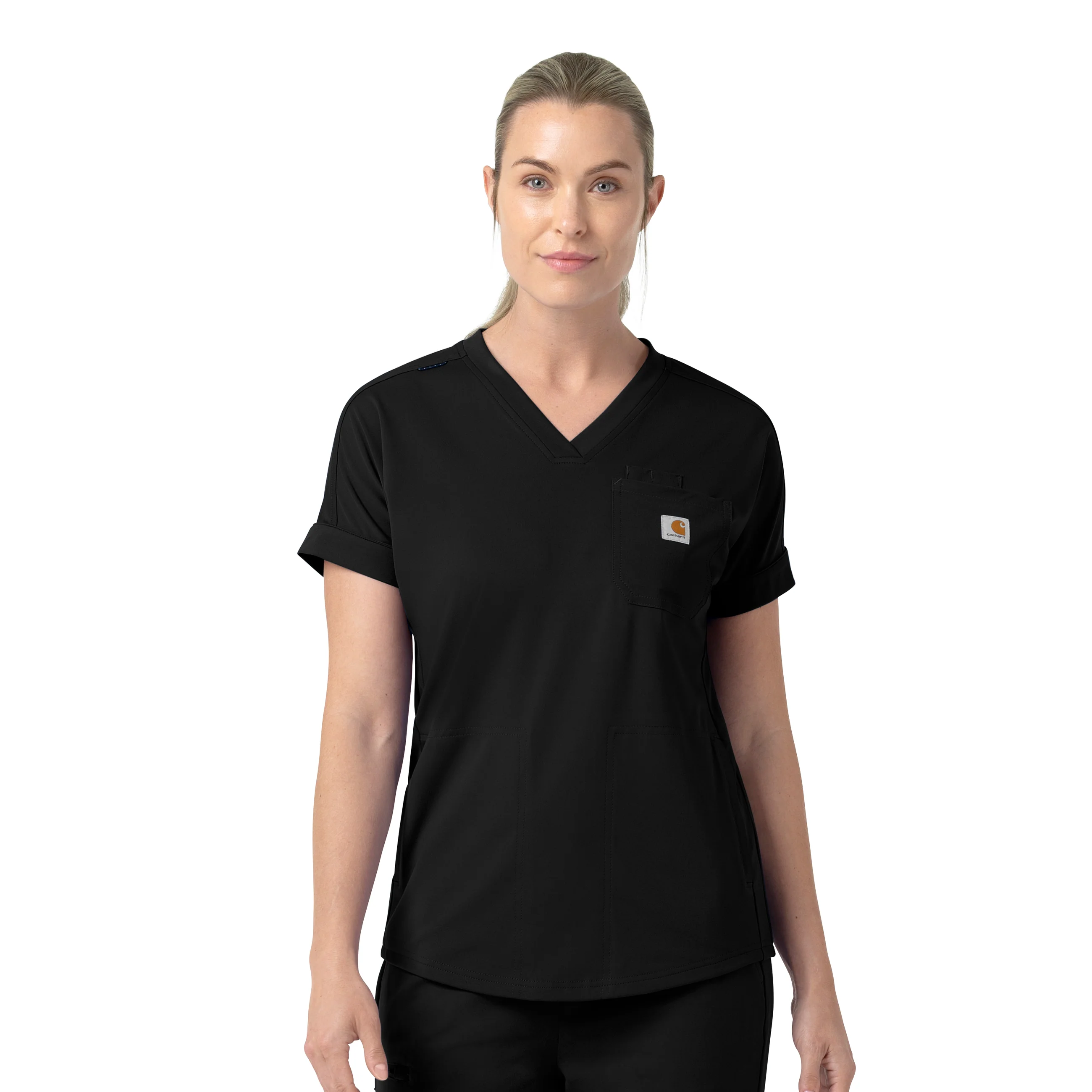 Carhartt Force Cross-Flex Knit Women's V-Neck Scrub Top - Black